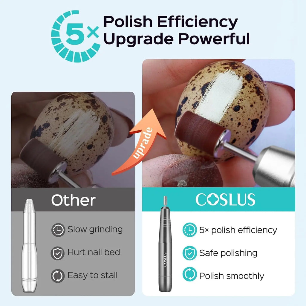 COSLUS Electric Nail Drill File Professional: for Acrylic Gel Dip Powder Nails Portable Nail Drill Machine Kit Manicure Pedicure Tools Polishing Set with Nail Drill Bits Sanding Bands