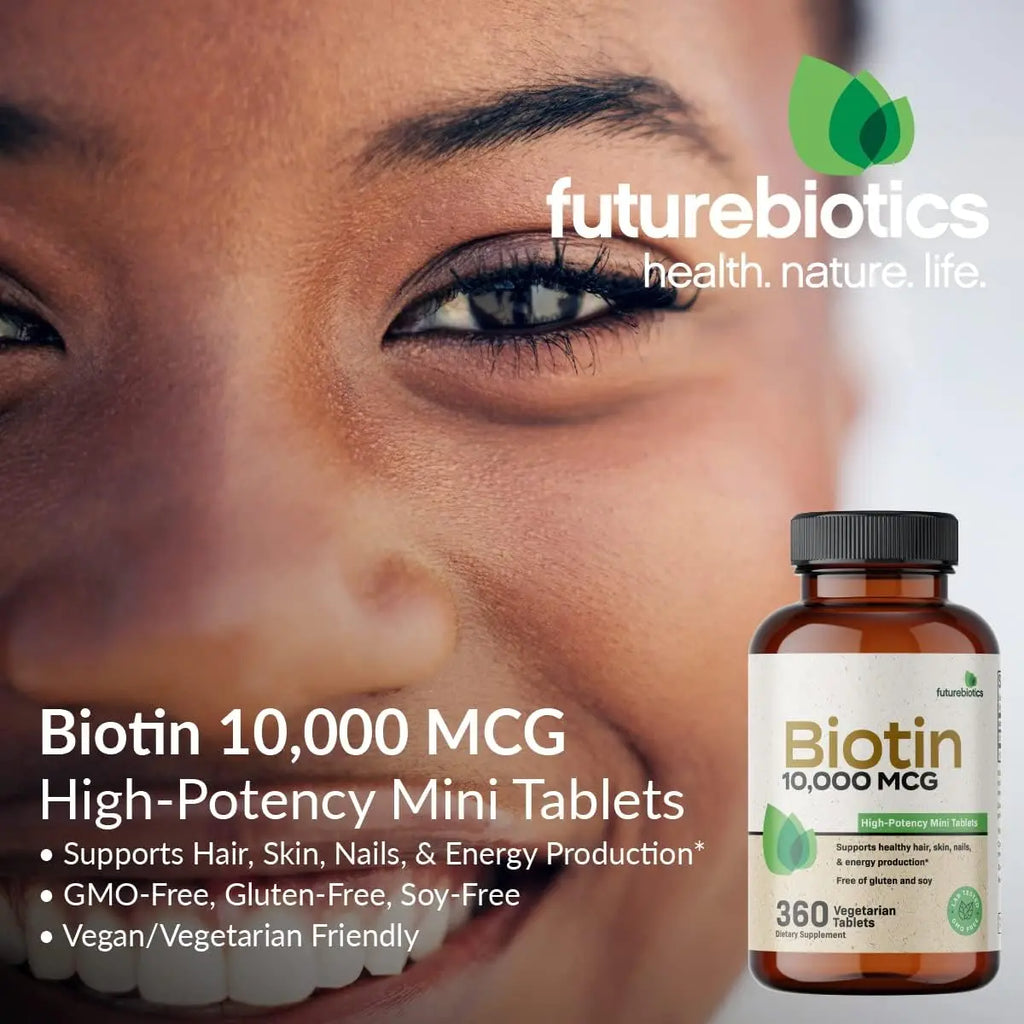 Futurebiotics Biotin 10,000 MCG supports healthy hair skin and energy production