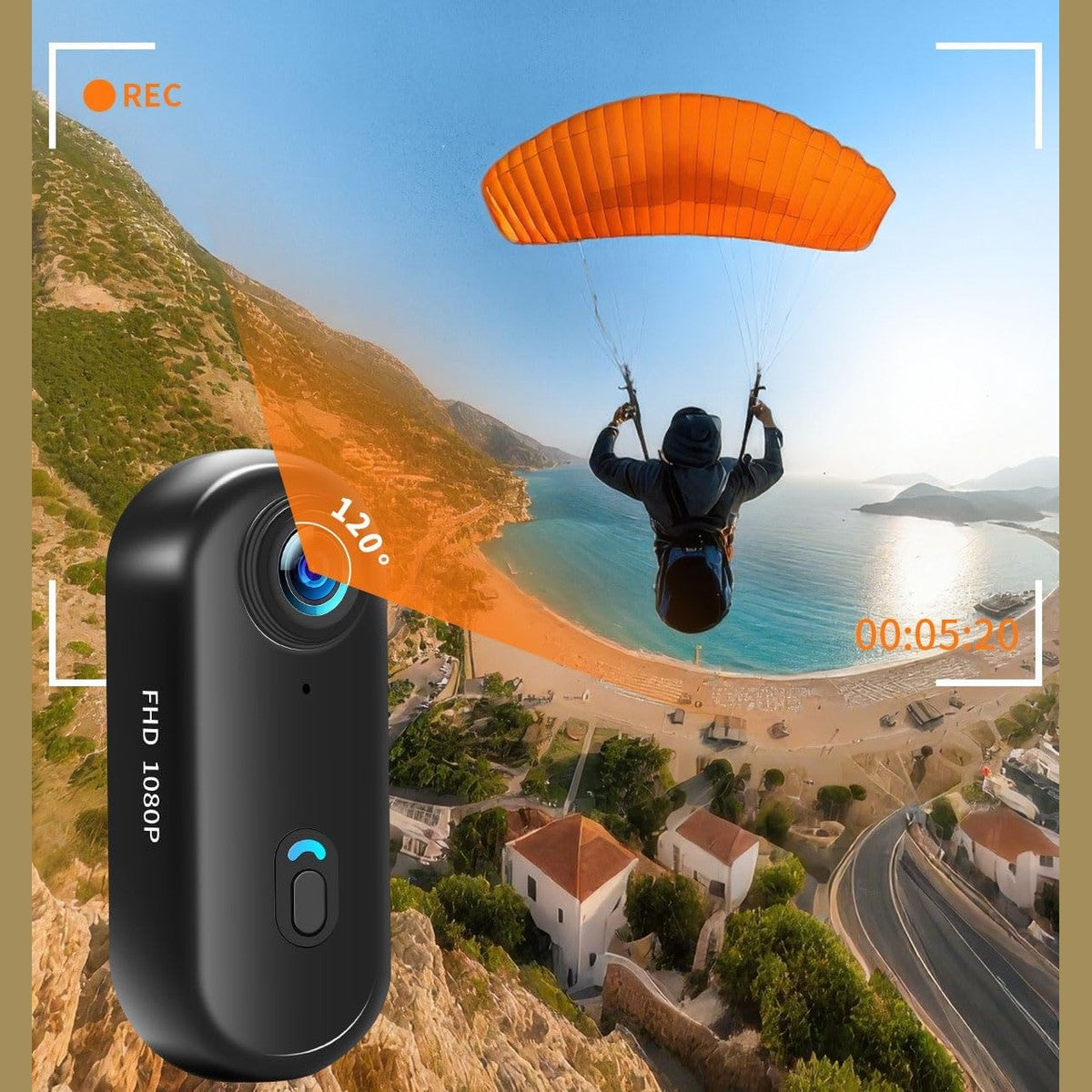 UYIKOO Action Cam WiFi, 64 GB Sports Camera WiFi 120° 1080P HD, Mini 360 Action Camera Bicycle Motorcycle Helmet Camera, Underwater Camera Small Body Cam Body Camera Waterproof for Swimming Pets