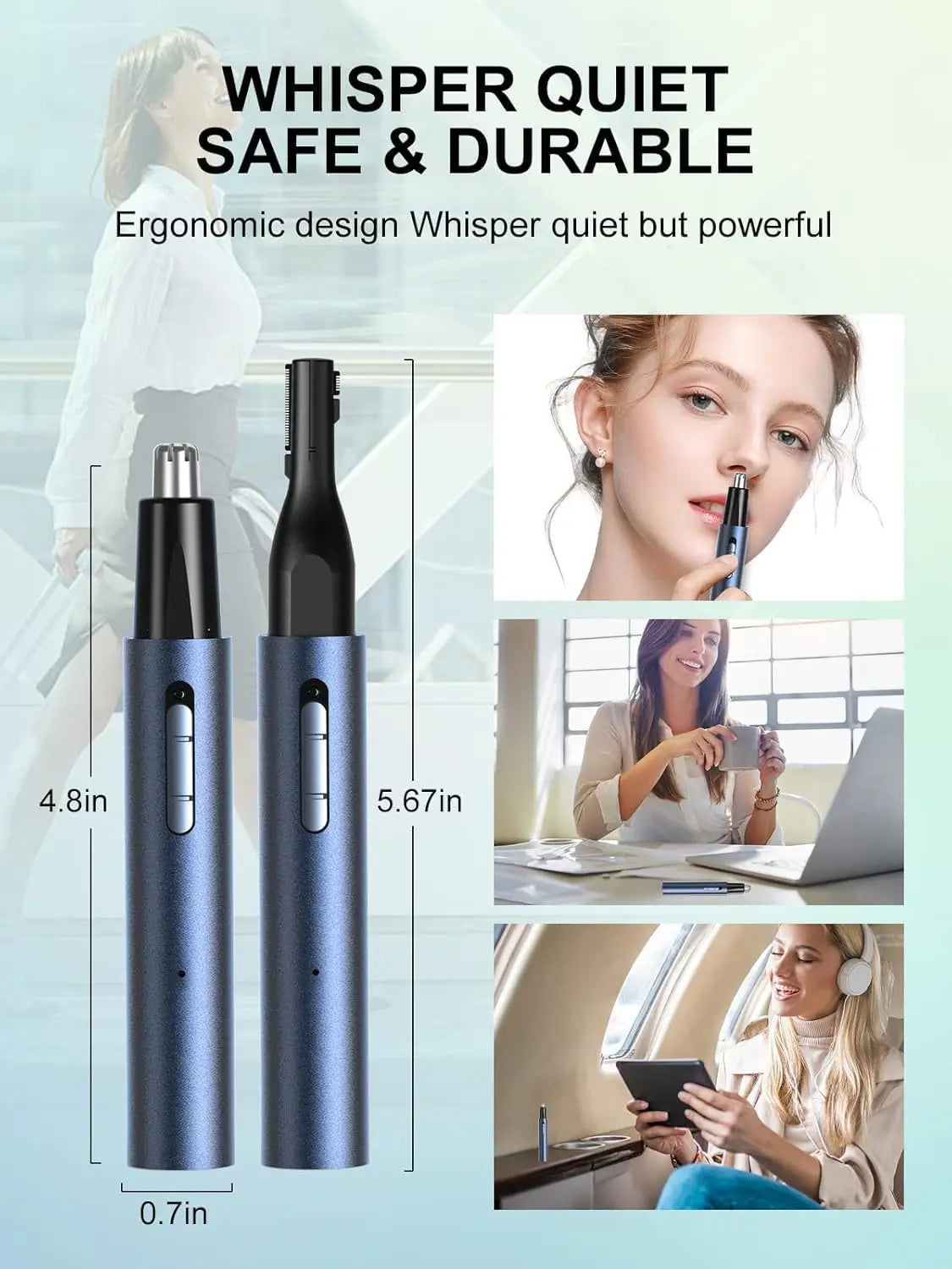 2025 Rechargeable Nose & Ear Hair Trimmer, 5 in 1 Rechargeable USB Trimmer for Men & Women, Facial & Eyebrow Hair Removal Tool, Powerful Motor, Painless, Easy to Clean, IPX7 Waterproof