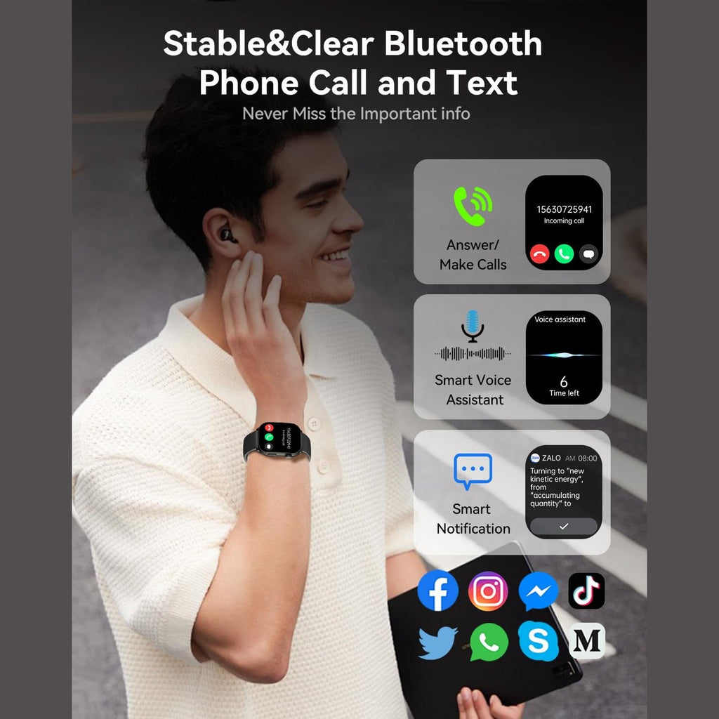 Smart Watch (Answer/Make Call), 2.1" Curved AMOLED Screen Smartwatch for Men Women, 100+ Sport Modes Fitness Tracker, Heart Rate Sleep SpO2 Monitor, IP68 Activity Trackers, Android and iOS Compatible