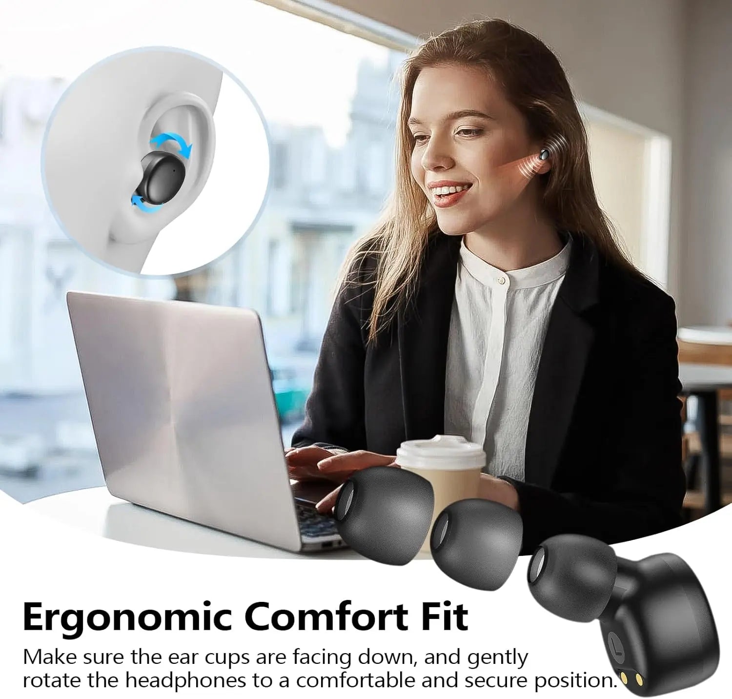 kurdene Bluetooth Wireless Earbuds, S8 pro Deep Bass Sound 38H Playtime IPX8 Waterproof Earphones Call Clear with Microphone in-Ear Bluetooth Headphones