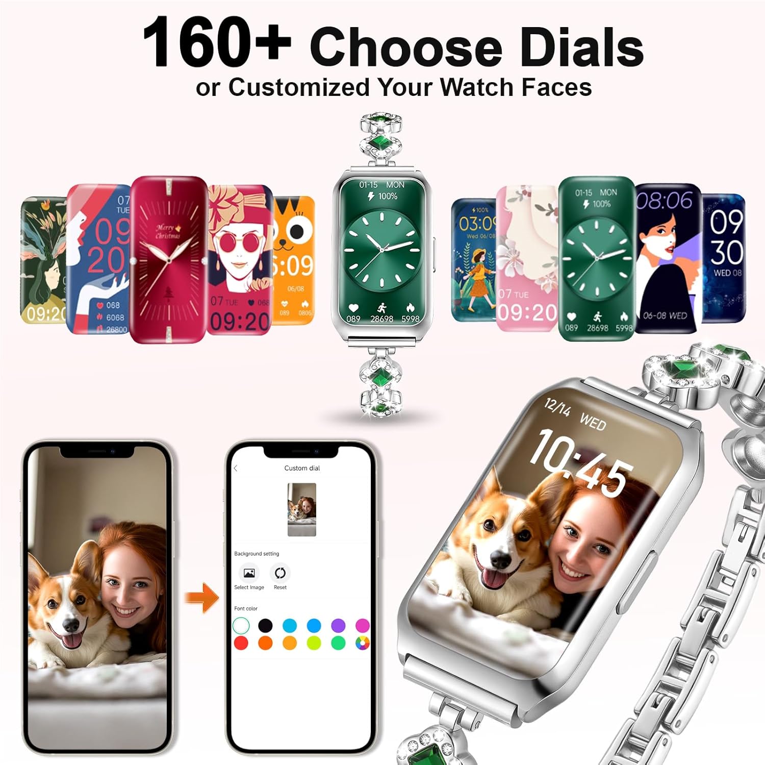 Homailida Smartwatch for Women with Make/Answer Calls, 1.47" HD Display Waterproof Fitness Smart Watch with Heart Rate Sleep Monitor Sports Modes Activity Tracker for iOS Android