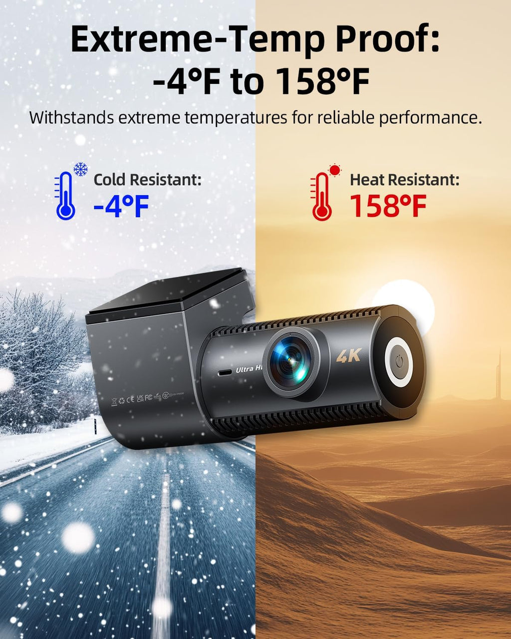 CIEVIE 4K + 1080P Car Front Rear Dash Cam with 64GB SD Card, 5GHz WiFi Dash Cam with 3.8 cm IPS Display, 170° Wide Angle, G-Sensor, WDR Night Vision, Loop Recording, App Control, Supports 256 GB Max