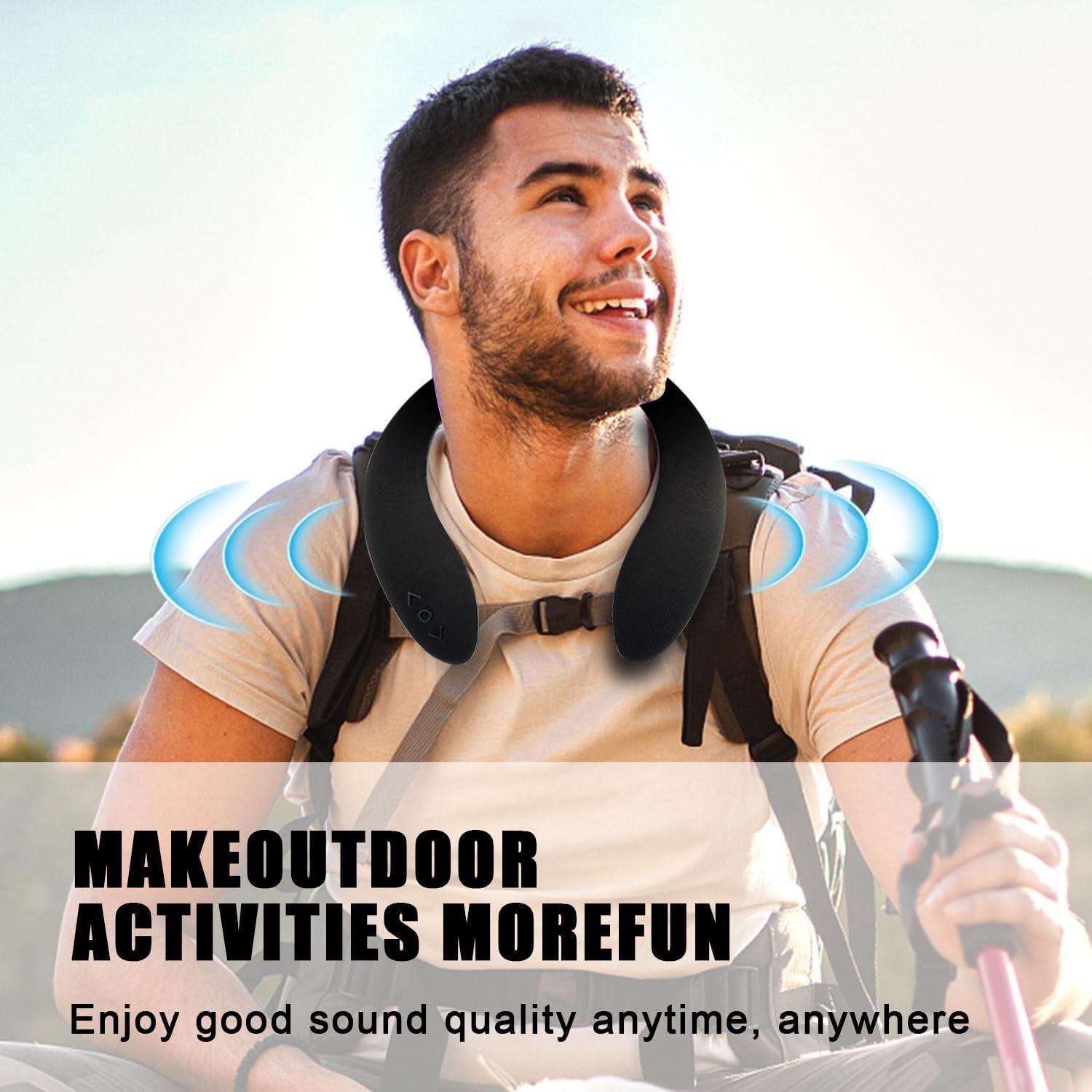 HGHOHG Neckband Speaker, Wireless Wearable Speaker True 3D Stereo HiFi Sound, Portable Personal Body Speakers with 24H Playtime, for Home, Office, and Outdoors