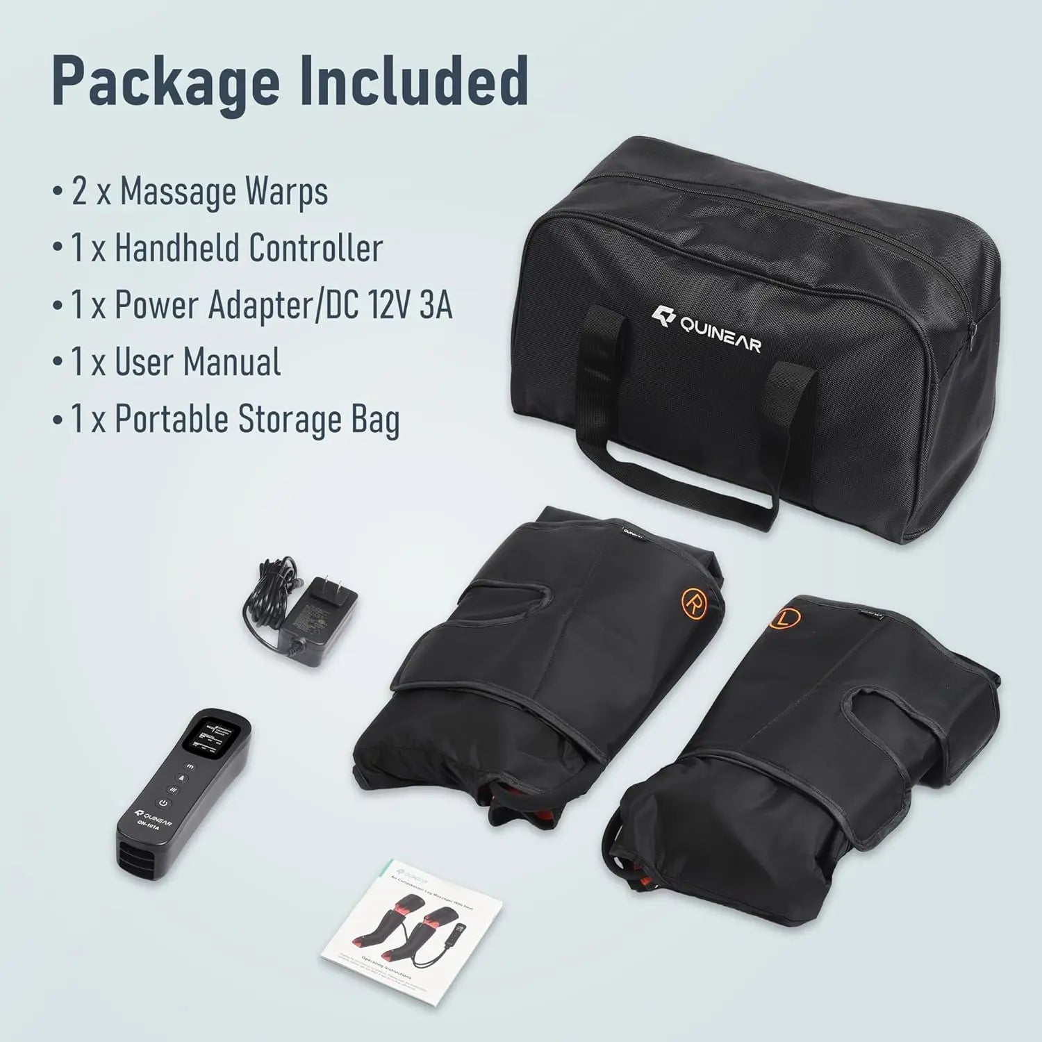 QUINEAR 3-in-1 Leg Massager with Compression Therapy, Foot Calf & Thigh Massager for Leg Circulation