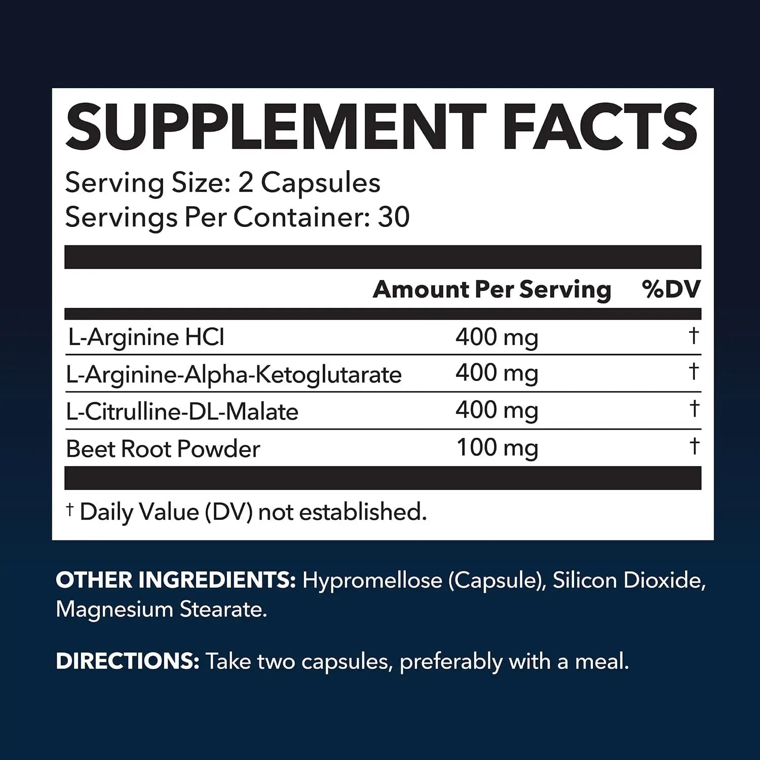 L-Arginine Capsules with L-Citrulline - Nitric Oxide Supplement - L Arginine and L Citrulline Blend - 60 Count - Vegan, Non-GMO Capsules for Performance, Endurance and Muscle Support - 1 Month Supply