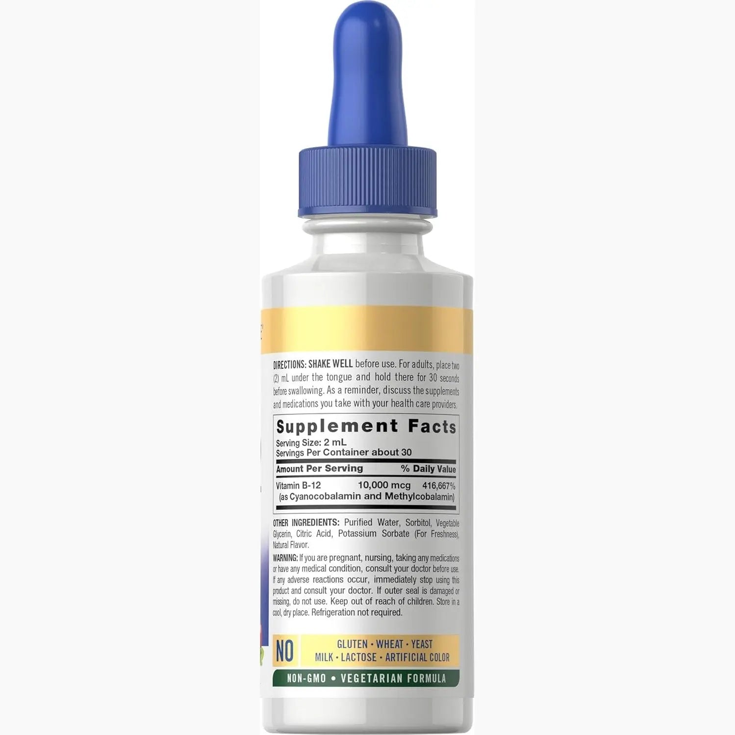 Carlyle Vitamin B12 Sublingual Liquid Drops | 10,000mcg | 2 fl oz | Vegetarian, Non-GMO, Gluten Free
