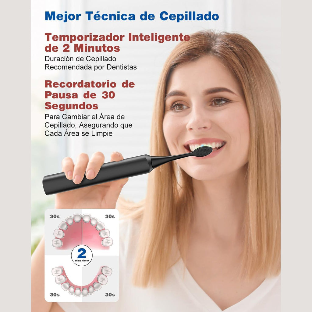 Electric Toothbrush, Sonic Toothbrush, Electric Toothbrush 45000VPM, Whitening Teeth in 1 Week, 120 Days Battery Life, Battery Level Indicator, 6 Dupont Brush Heads, 5 Modes, Timer, Black
