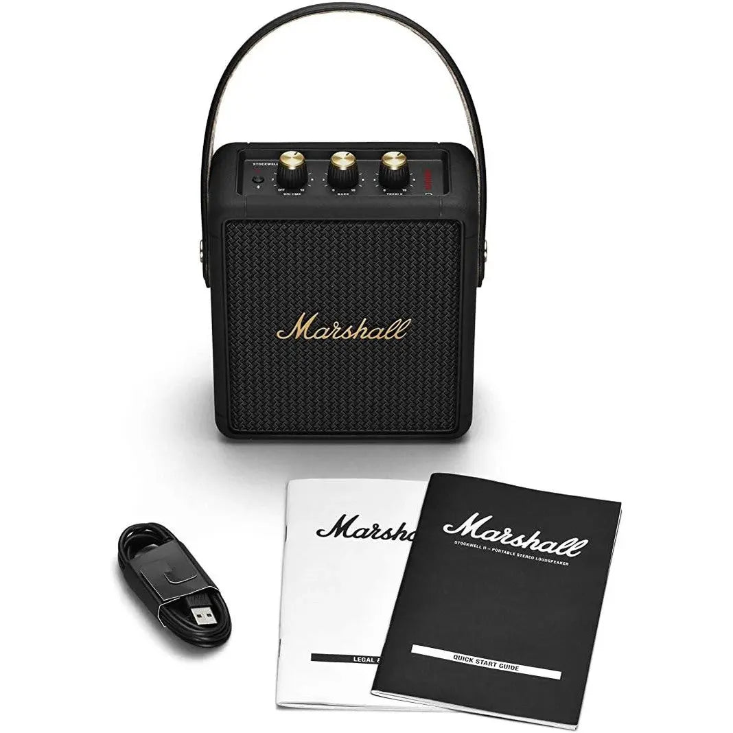 Marshall STOCKWELL II Portable Bluetooth Speaker with 20+ Hours of Playtime — Black & Brass (2 Year Warranty)