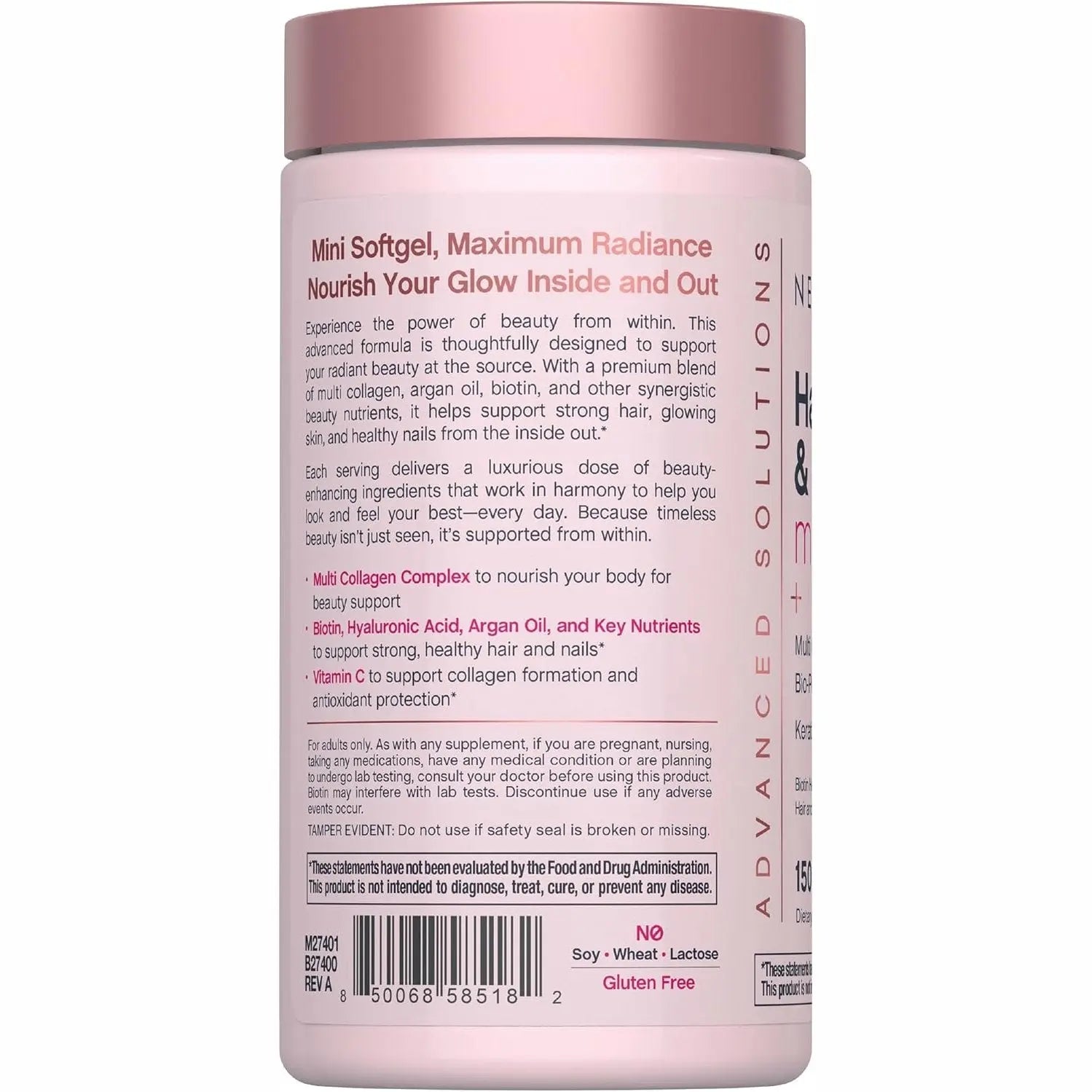 NeoCell Hair Skin and Nails Vitamins with Collagen | 150 Softgels | Advanced Bio-Peptides with Keratin & Hyaluronic Acid | Beauty Complex Supplement