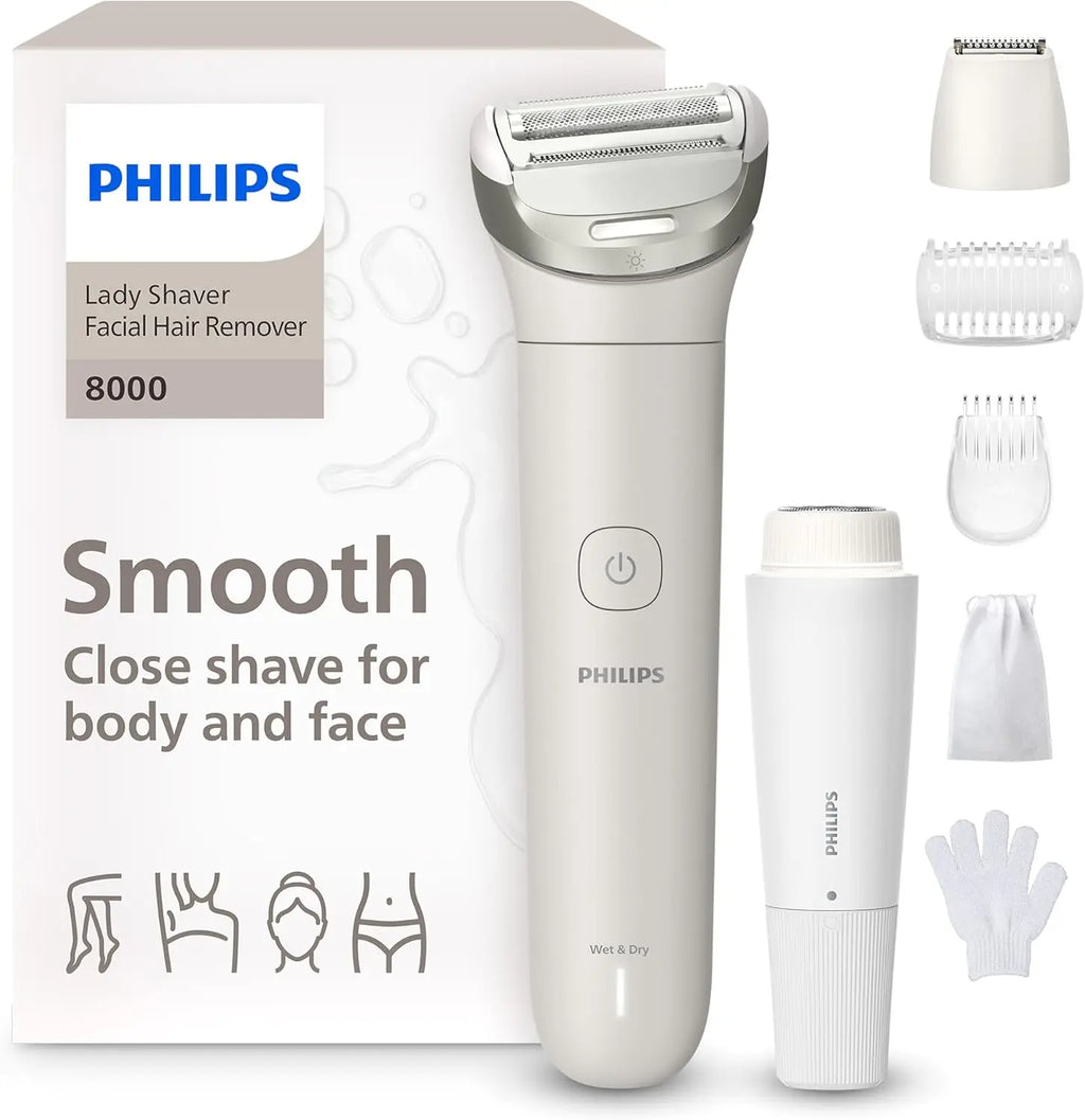 Philips Lady Electric Shaver Series 8000 for Women with Facial Hair Remover, Cordless, Wet & Dry with 5 Accessories (BRL159/00)