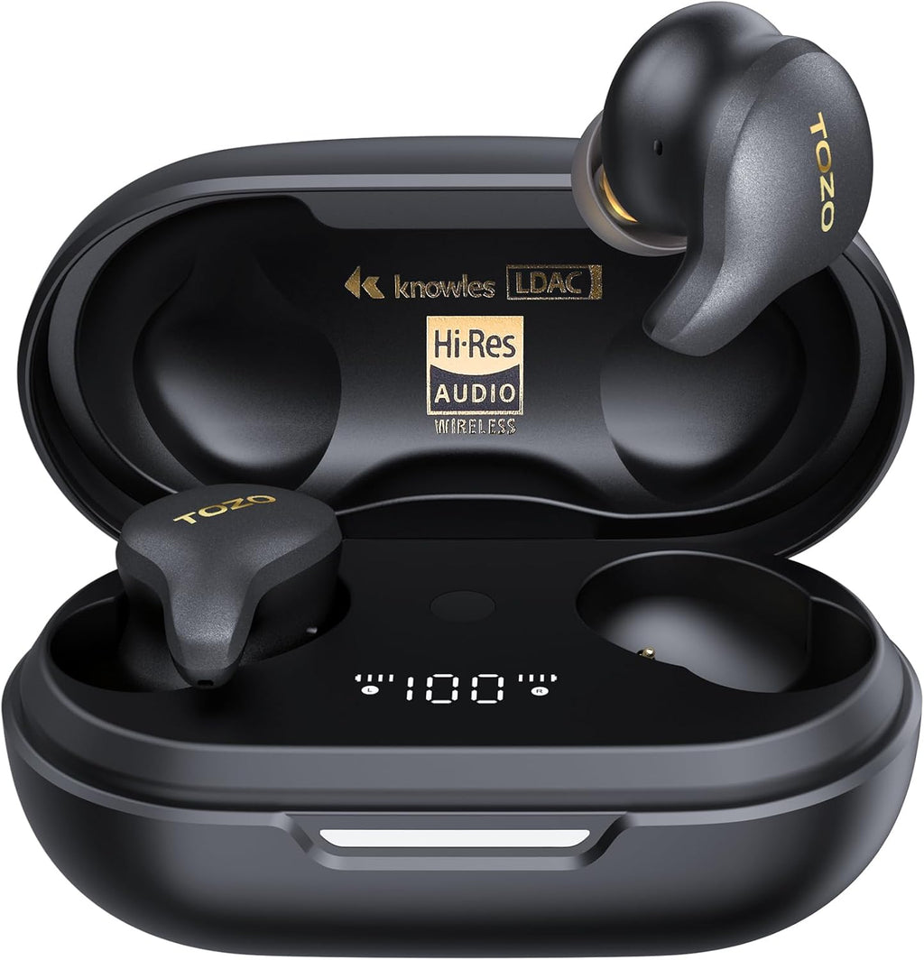 TOZO Golden X1 Wireless Earbuds Bluetooth Headphones Support Ldac Hd Audio-Decoding,Origx Hi-Res Audio Wireless, Active and Environment Noise Cancellation with Smart Touch Headset Black