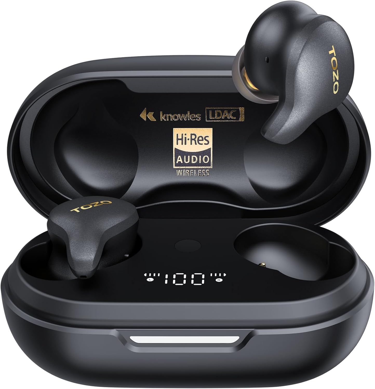 TOZO Golden X1 Wireless Earbuds Bluetooth Headphones Support Ldac Hd Audio-Decoding,Origx Hi-Res Audio Wireless, Active and Environment Noise Cancellation with Smart Touch Headset Black