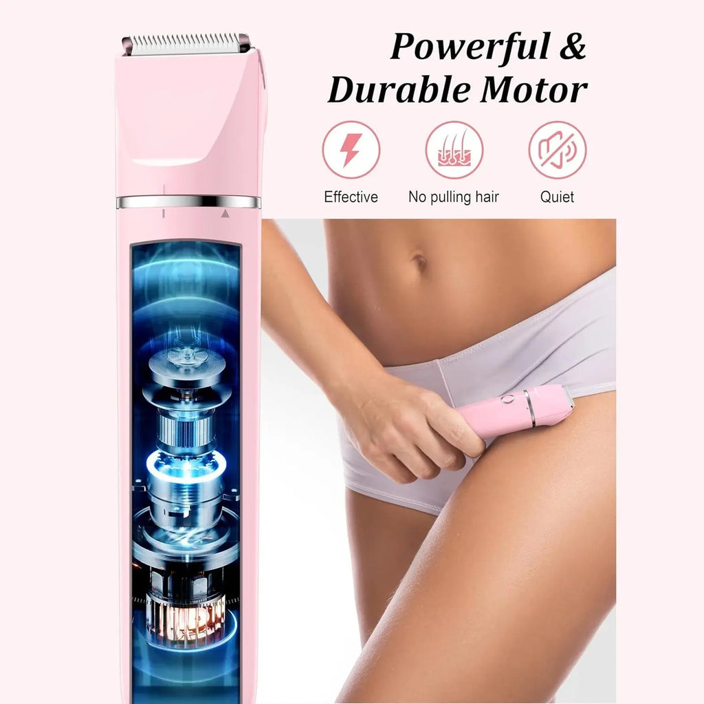 Cayzor Bikini Trimmer and Shaver Kit for Women - 2-in-1 Wet/Dry Electric Body Hair Trimmer Facial Hair Removal Cordless Waterproof Bikini Shaver Razor for Face Lip Chin Pubic Underarm Legs