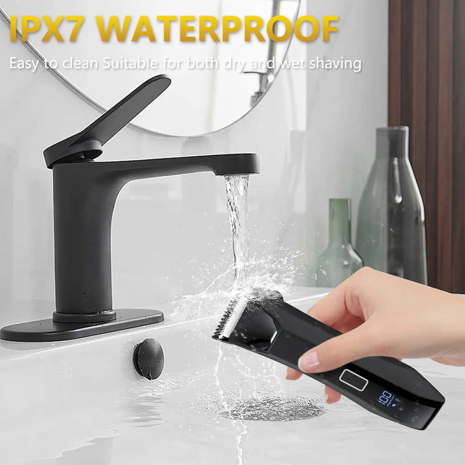 Manscape Ball Trimmer for Men, 2-in-1 Body Hair Trimmer and Groin Hair Shaver -Dual-Head Trimmer for No-Nick Shaving, Smooth Grooming, Lightweight with Travel Lock, IPX7 Waterproof, LED Display