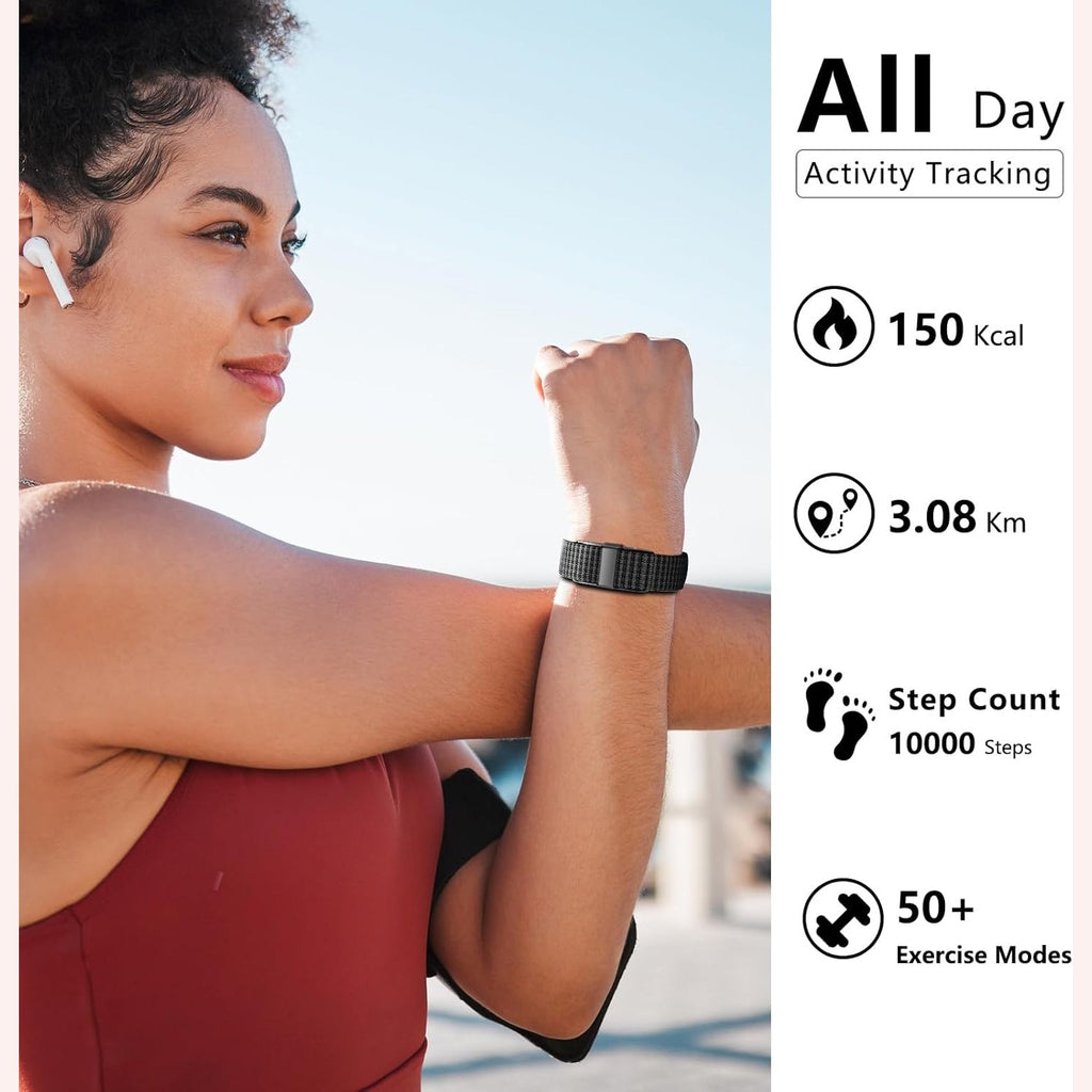 IAMJOY Smart Health Wristband, Wearable Activity & Fitness Tracker for Multi-Sport Mode, All-Day Automatic Continuous Monitoring of Health Data, Improve Sleep, Stress & Wellness, with Free App, Black