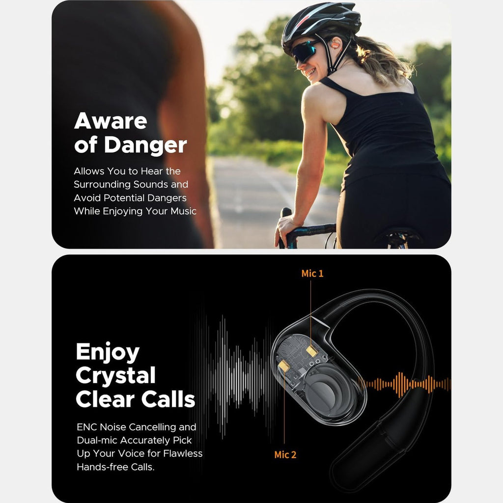 truefree O2 Open Ear Headphones with Directional Acoustics, Ultra-Light Weight, IPX5 Waterproof, 22H Playtime, Multipoint Connection, App Control, Bluetooth 5.3 Wireless Earbuds for Workouts