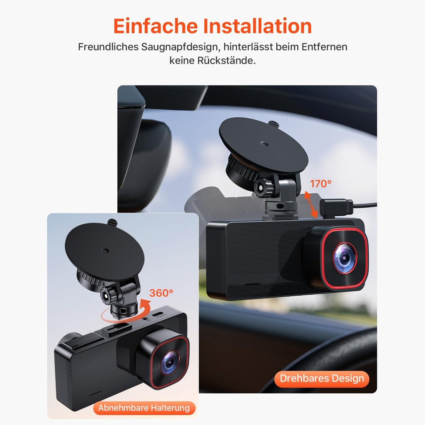 Bestsee 1080P Dash Cam Car Front Rear and Indoor with 64GB SD Card, Car Camera with Parking Surveillance, Motion Detection, Infrared Night Vision, G-Sensor, Loop Recording, WDR, Viewing Angle