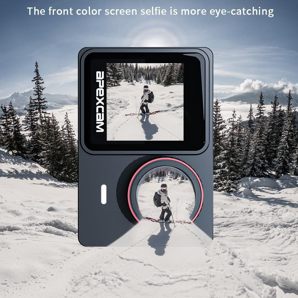 Apexcam X80Pro Double Screen Action Cam 4K60FPS 48MP Ultra HD WiFi Sports Camera Underwater Camera 40 m Waterproof 170° Wide Angle 2.4G Remote Control 2 x 1350 mAh Batteries