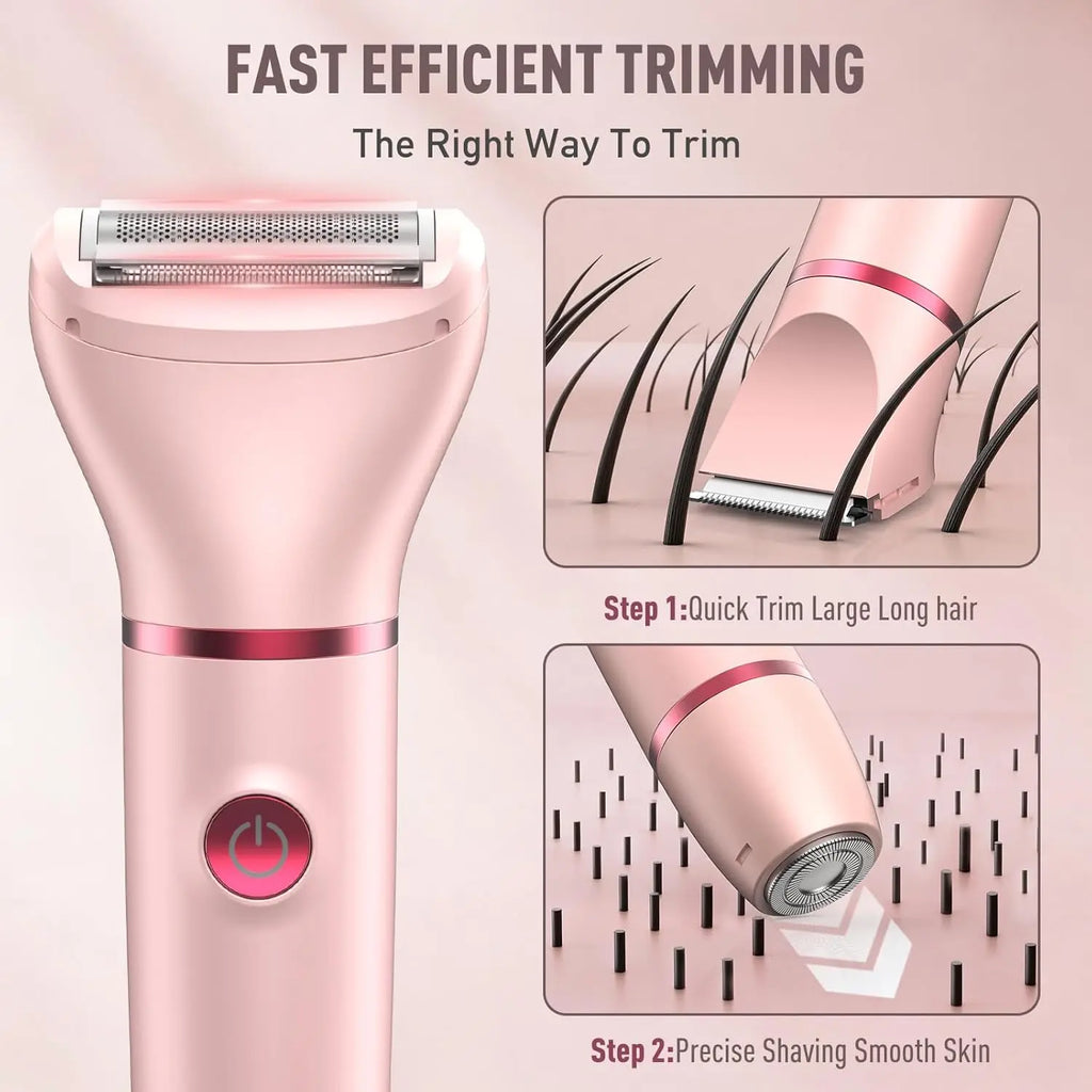 IPX7 Waterproof Bikini Trimmer for Women, Hypoallergenic Painless Ceramic Blade Electric Face Razors for Shaving, Facial Pubic Hair Removal Shaver for Shower Use Summer Beach Travel Essentials