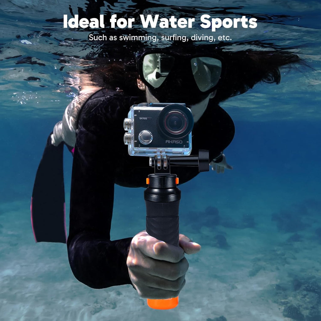 AKASO Action Cam 4K30FPS 20MP with Floating Handle and Bag WiFi 40M Underwater Camera Waterproof Ultra HD Touchscreen Adjustable Wide Angle Ice Action Cam with 2.4G Remote Control