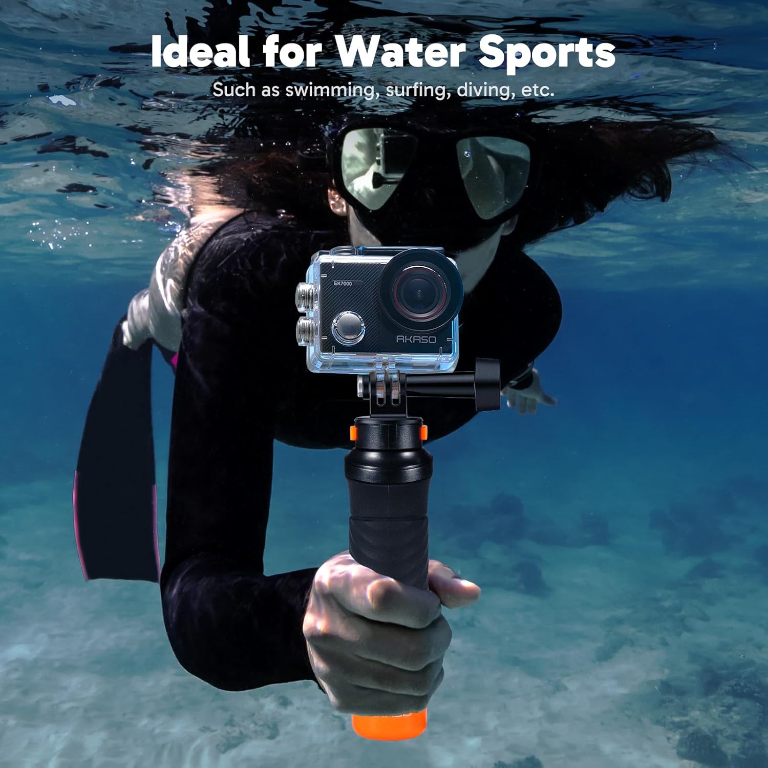 AKASO Action Cam 4K30FPS 20MP with Floating Handle and Bag WiFi 40M Underwater Camera Waterproof Ultra HD Touchscreen Adjustable Wide Angle Ice Action Cam with 2.4G Remote Control