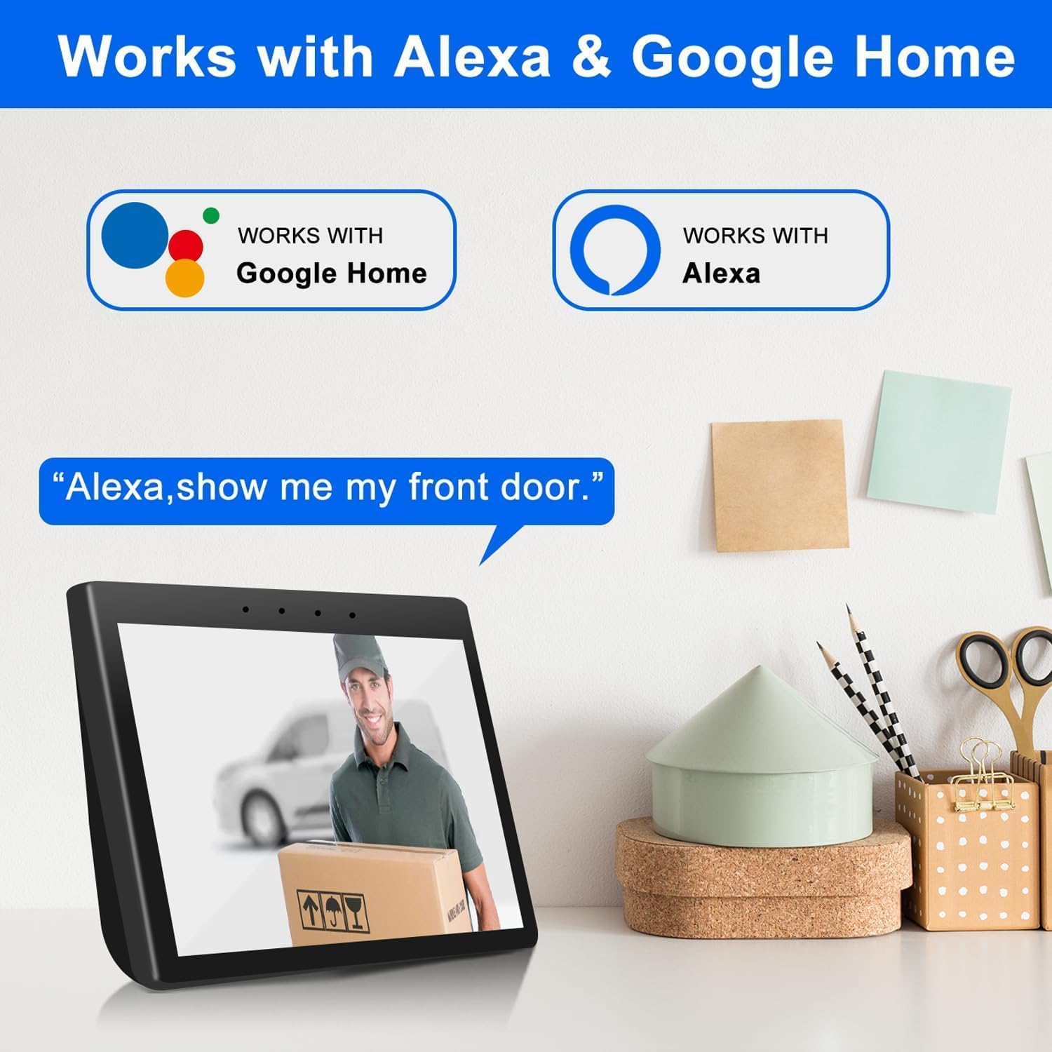 Wireless Video Doorbell with Chime 2K HD No Subscription Security Doorbell Camera PIR Motion Detection Night Vision 2-Way Audio Battery Powered Local/Cloud Storage Works with Alexa and Google