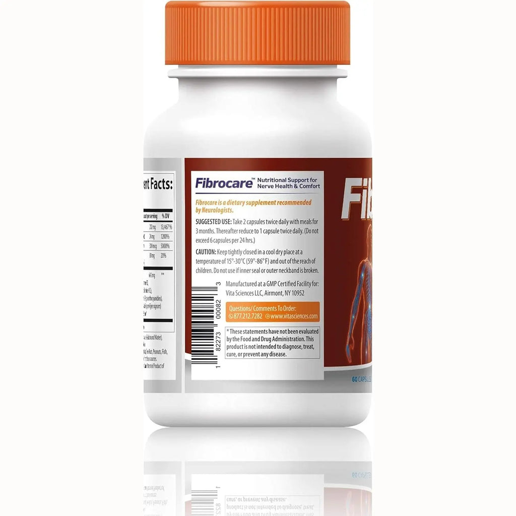 Vita Sciences FibroCare Fibromyalgia Supplement for Fast Repair Nerve Health. Natural R-ALA Form 40x Strength with Vitamins and Antioxidants to Renew and Revitalize Feet, Hands, Legs, and Toes. 60 Ct.