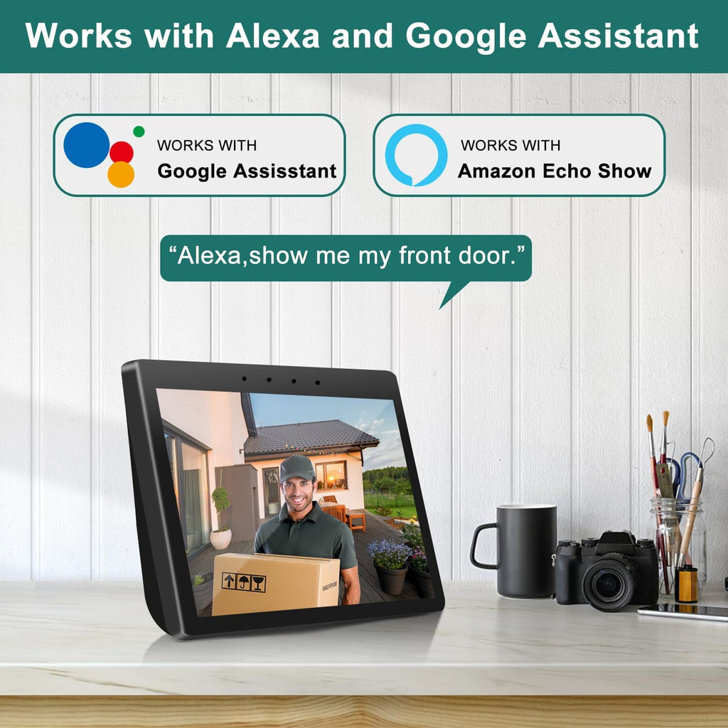 Wireless Video Doorbell Camera with Chime, Voice Changer/Message, PIR Motion Detection, Instant Alerts, 2-Way Audio, 1080P HD, Night Vision, 2.4G WiFi, IP66, Battery Powered, Works with Alexa