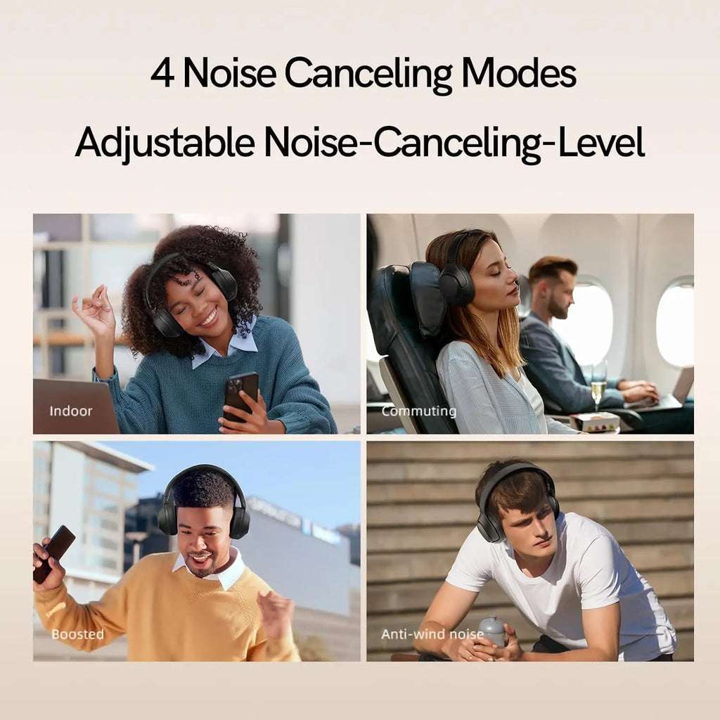 QCY H3 Wireless Bluetooth 5.4 Headphones with Hybrid Active Noise Cancellation, Hi-Res Audio, 60 Hours Playtime, Foldable Over Ear Headphones Compatible with iOS/Android