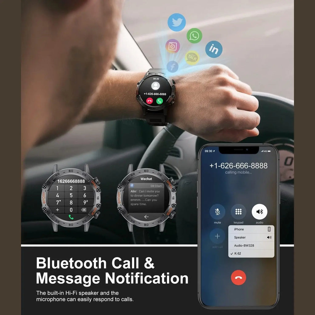 Smart Watch for Men Bluetooth Calls with,1.39''HD Touch Screen Tactical Smartwatch for Android and iPhone,5ATM Waterproof Fitness Watch with Blood Pressure/Heart Rate Monitor BlackSilicone