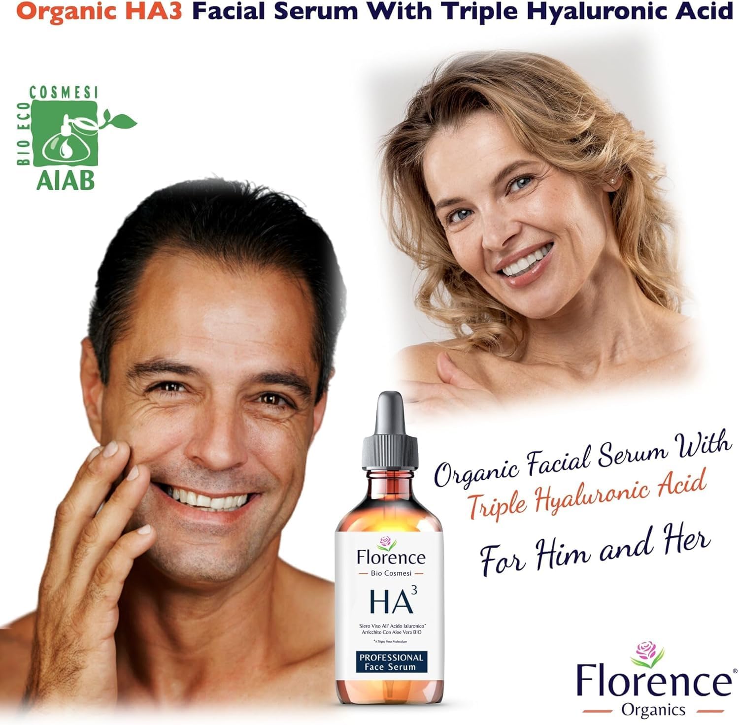 2.11 oz. Organic Hyaluronic Acid Serum for Face + Niacinamide, B5 & Vitamin C. Vegan Skin Care Anti-Aging Moisturizer Face Serum for Hydrating, Brightening, Plump & Smooth All Skin Types