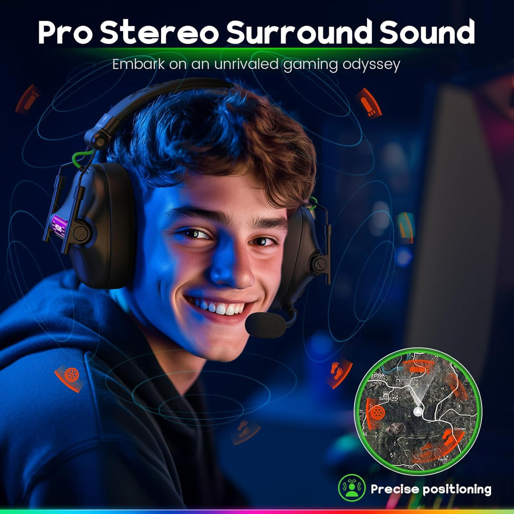 WESEARY WG2 Wireless Gaming Headsets with Microphone for PS5, PS4, PC, Switch, Mac, Crystal Stereo Bluetooth Headphones, PS5 Headset Wireless 2.4GHz with Lossless Audio, 50 Hr Battery, Cool RGB