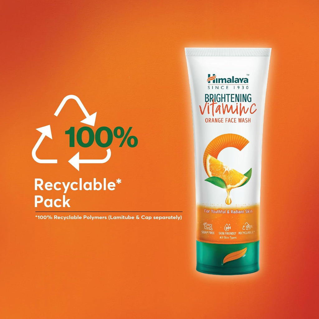 Himalaya Since 1930 Brightening Vitamin C Orange Face Wash – 100ml | Radiance & Glow for Dull Skin