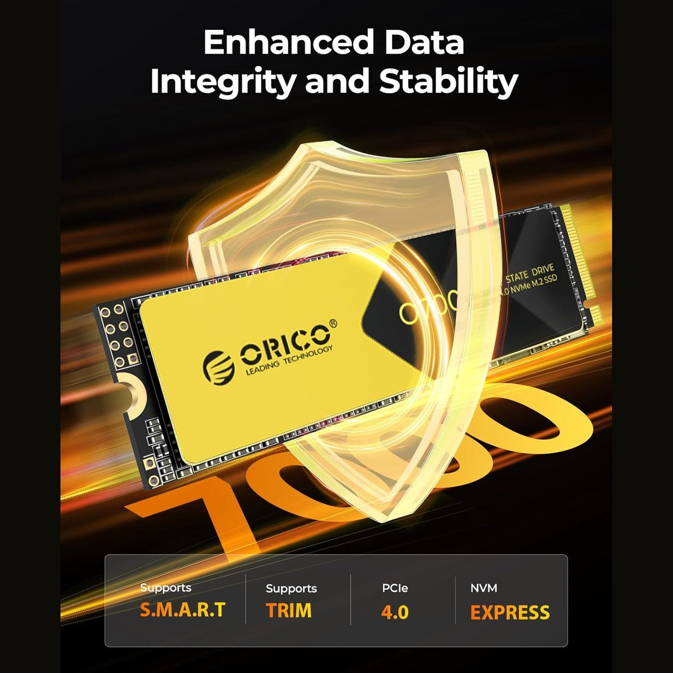 ORICO O7000 SSD with Heatsink, 2TB SLC Cache 3D TLC NAND PCIe 4.0 NVMe Gen4 M.2 2280 Internal Solid State Drive, Up to 7000MB/s, Compatible with PS5, Storage for PC, Desktop and Laptops