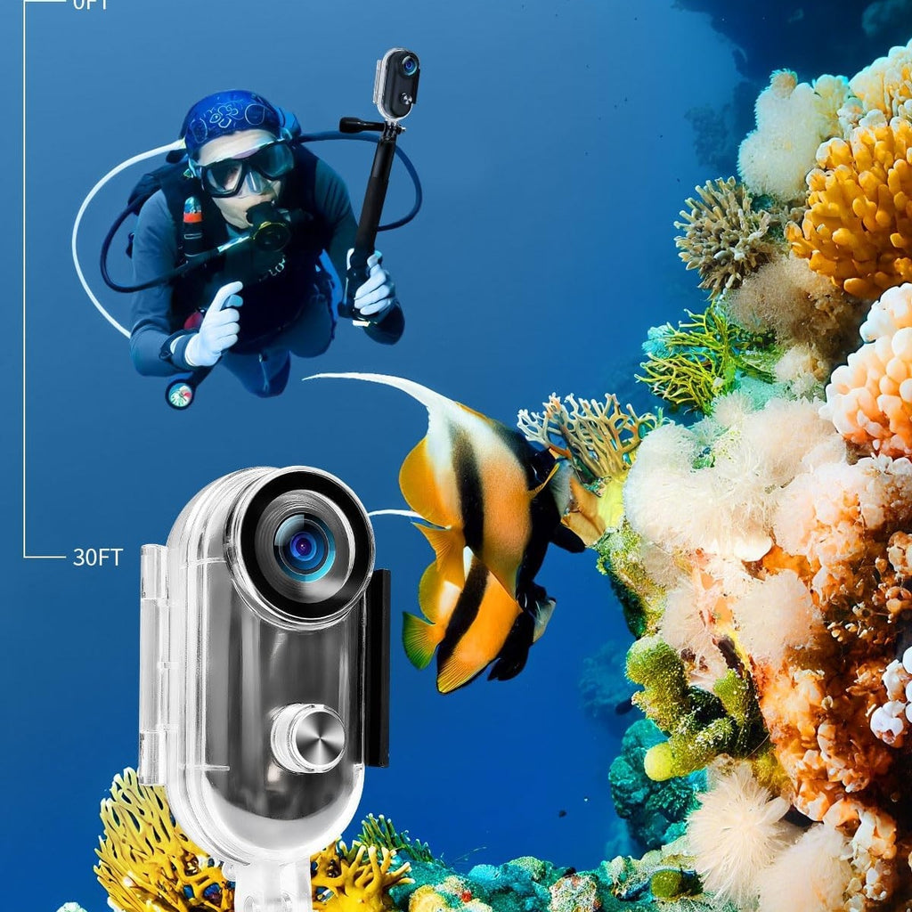 UYIKOO Action Cam WiFi, 64 GB Sports Camera WiFi 120° 1080P HD, Mini 360 Action Camera Bicycle Motorcycle Helmet Camera, Underwater Camera Small Body Cam Body Camera Waterproof for Swimming Pets