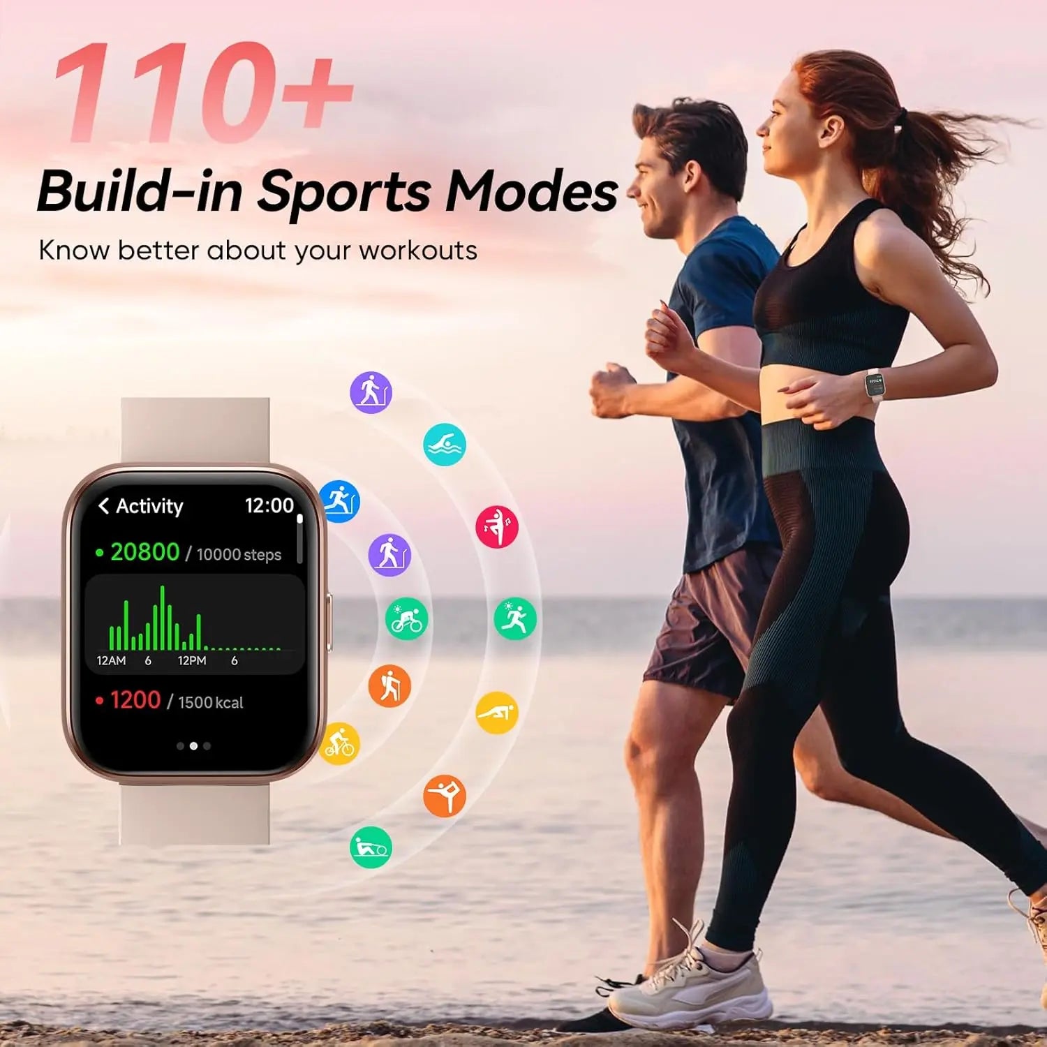 Smart Watch for Women(Answer/Make Call), Alexa Built-in 1.8" Touch Screen Fitness Watch with SpO2 Heart Rate Sleep Monitor, 100+ Sports IP68 Waterproof Step Counter Ladies Smartwatch for iOS Android