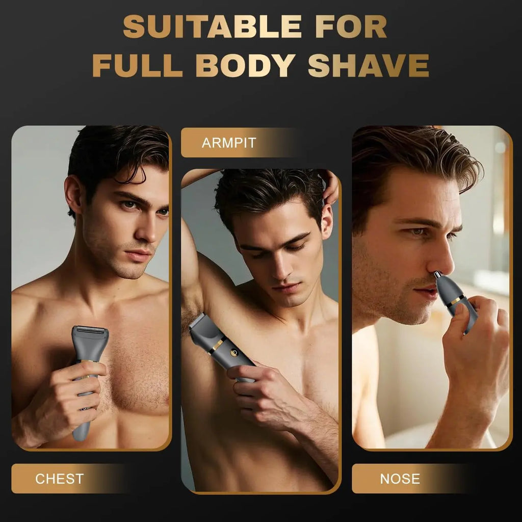 Electric Groin Hair Trim Ball Trimmer for Men Body Shaver Below-The-Waist Groomer Nose Hair Trimmer Waterproof Cordless 3 in 1