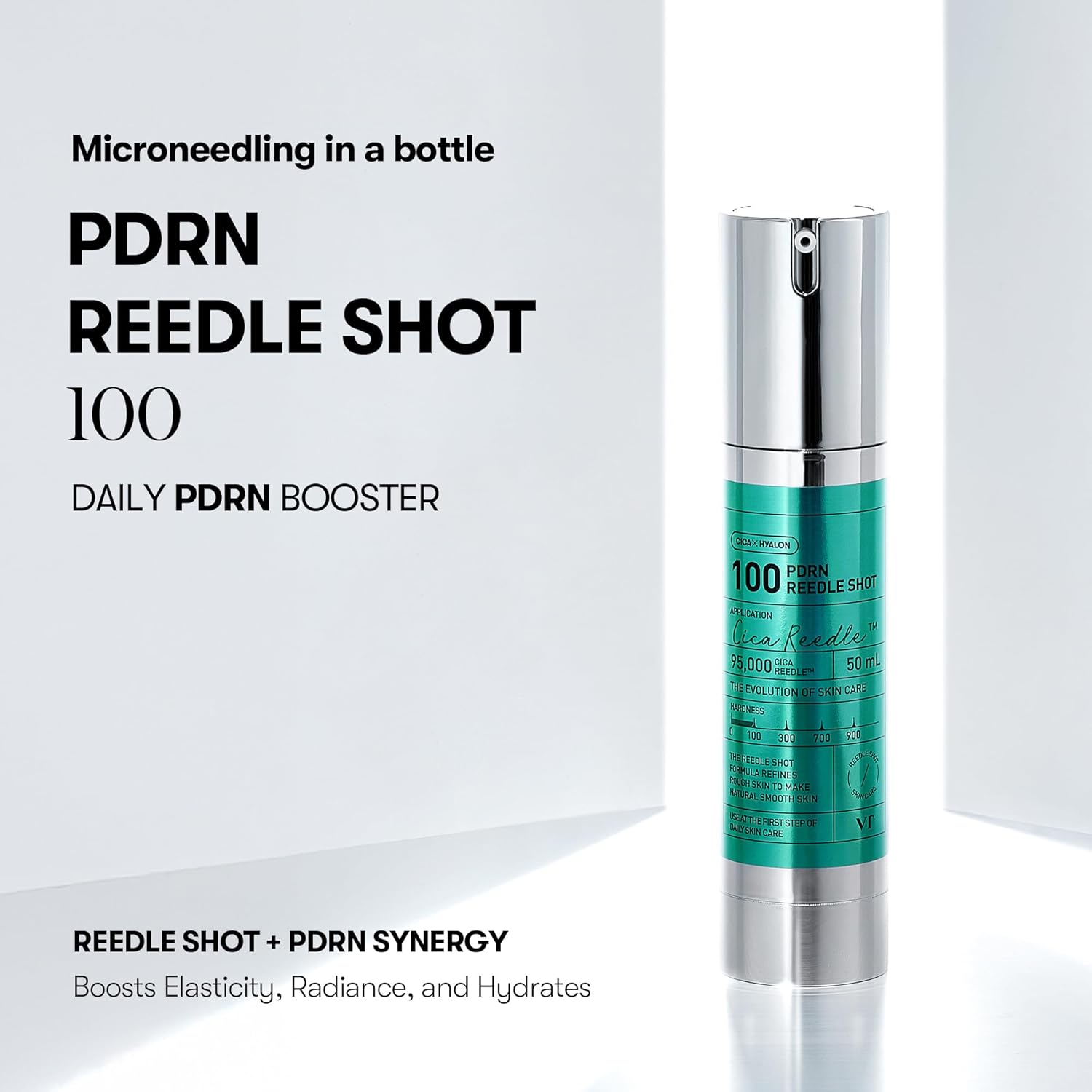 VT COSMETICS PDRN Reedle Shot 100, Spicule Microneedling Serum, Vegan PDRN, Centella Asiatica, Hyaluronic Acid, Exfoliating & Plumping for Glass Skin, Korean Liquid Skin Booster 1.69 Fl Oz (50ml)