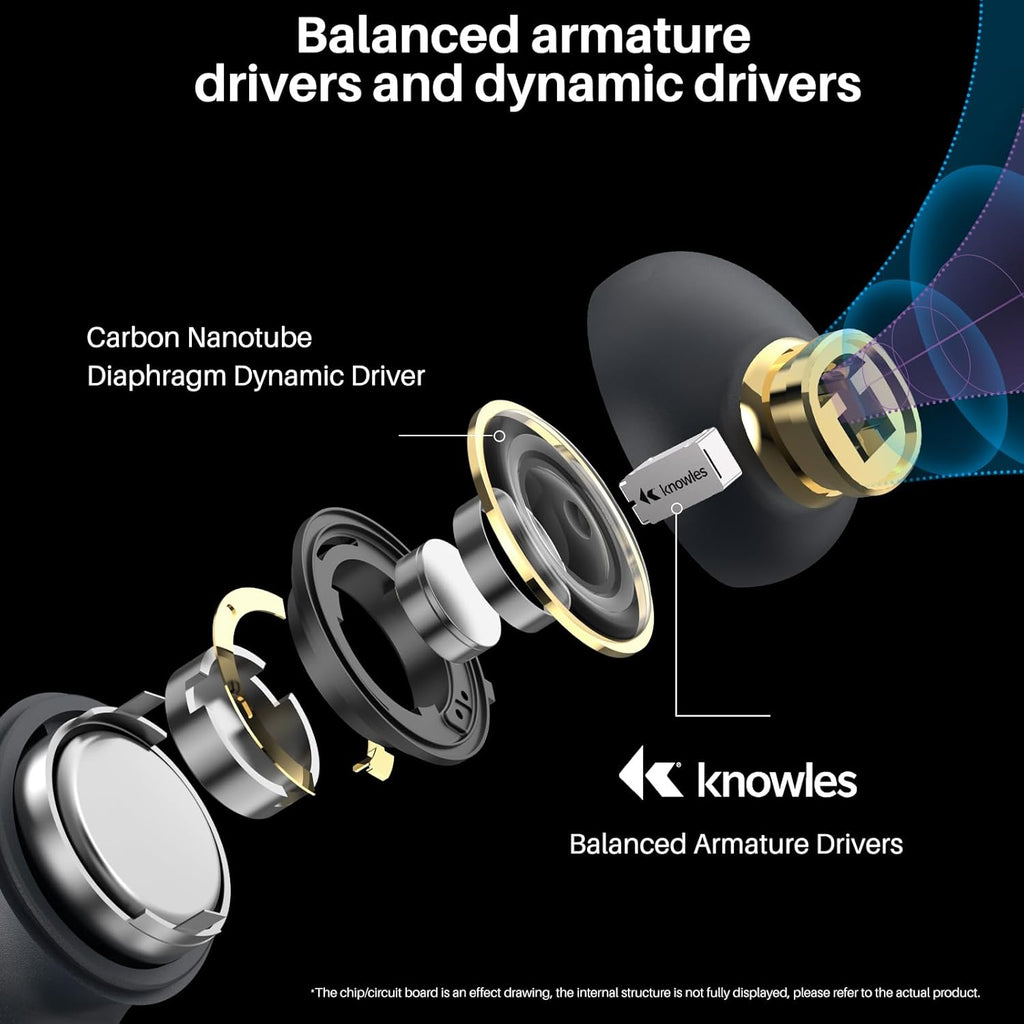 TOZO Golden X1 Wireless Earbuds Bluetooth Headphones Support Ldac Hd Audio-Decoding,Origx Hi-Res Audio Wireless, Active and Environment Noise Cancellation with Smart Touch Headset Black