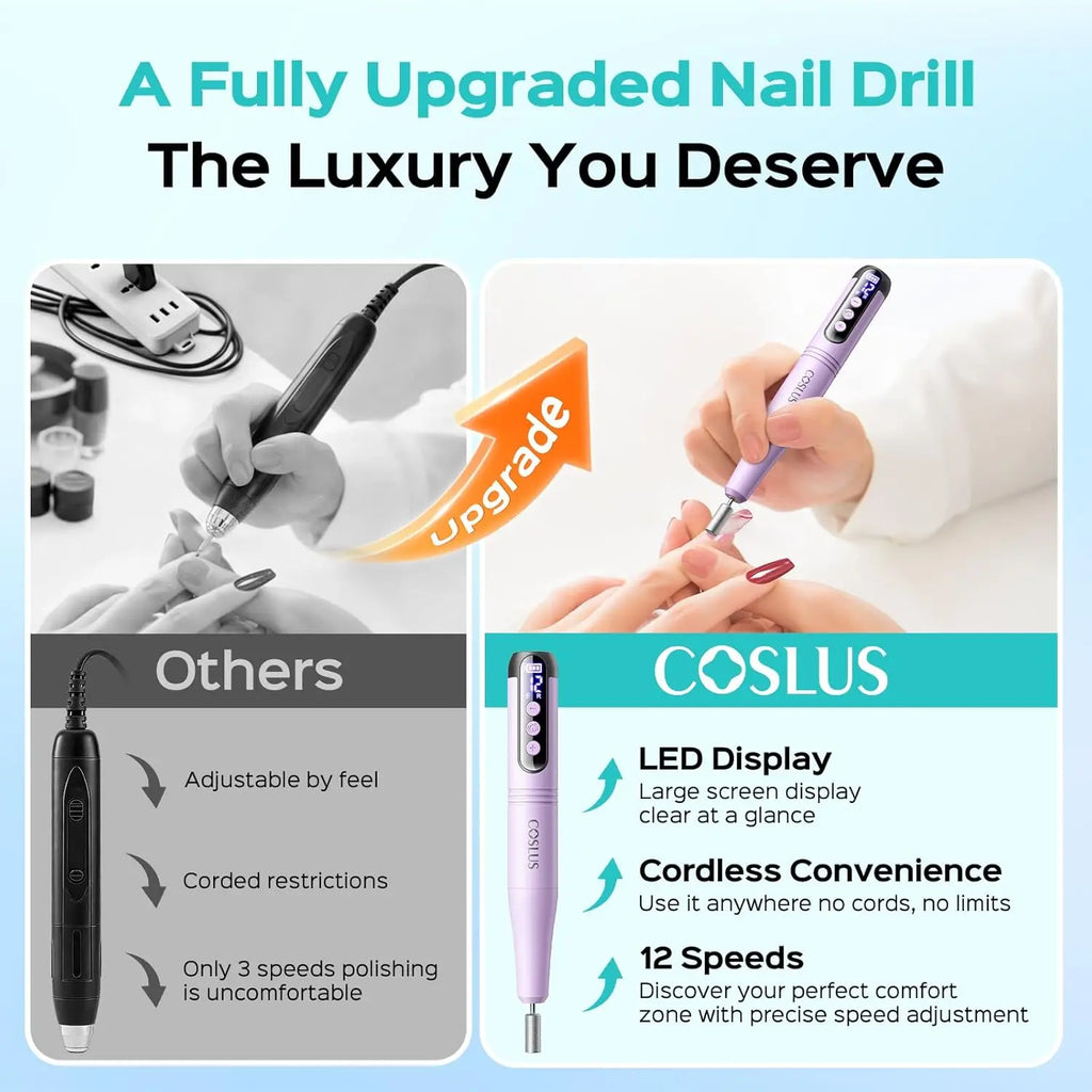 COSLUS Nail Drill, Portable Cordless C50,Purple