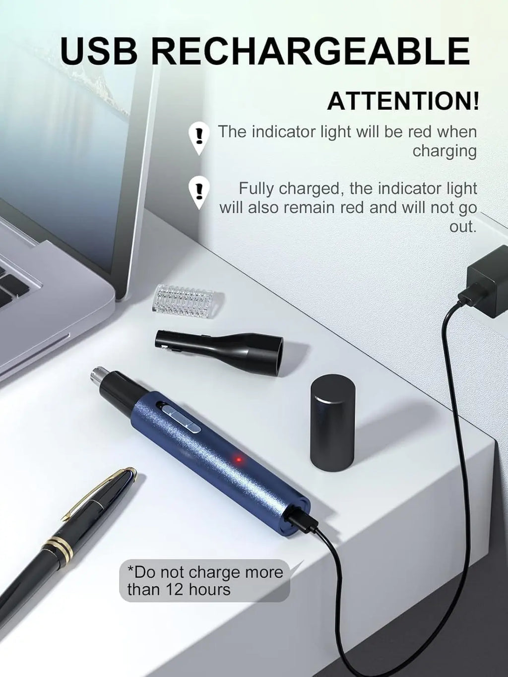 2025 Rechargeable Nose & Ear Hair Trimmer, 5 in 1 Rechargeable USB Trimmer for Men & Women, Facial & Eyebrow Hair Removal Tool, Powerful Motor, Painless, Easy to Clean, IPX7 Waterproof