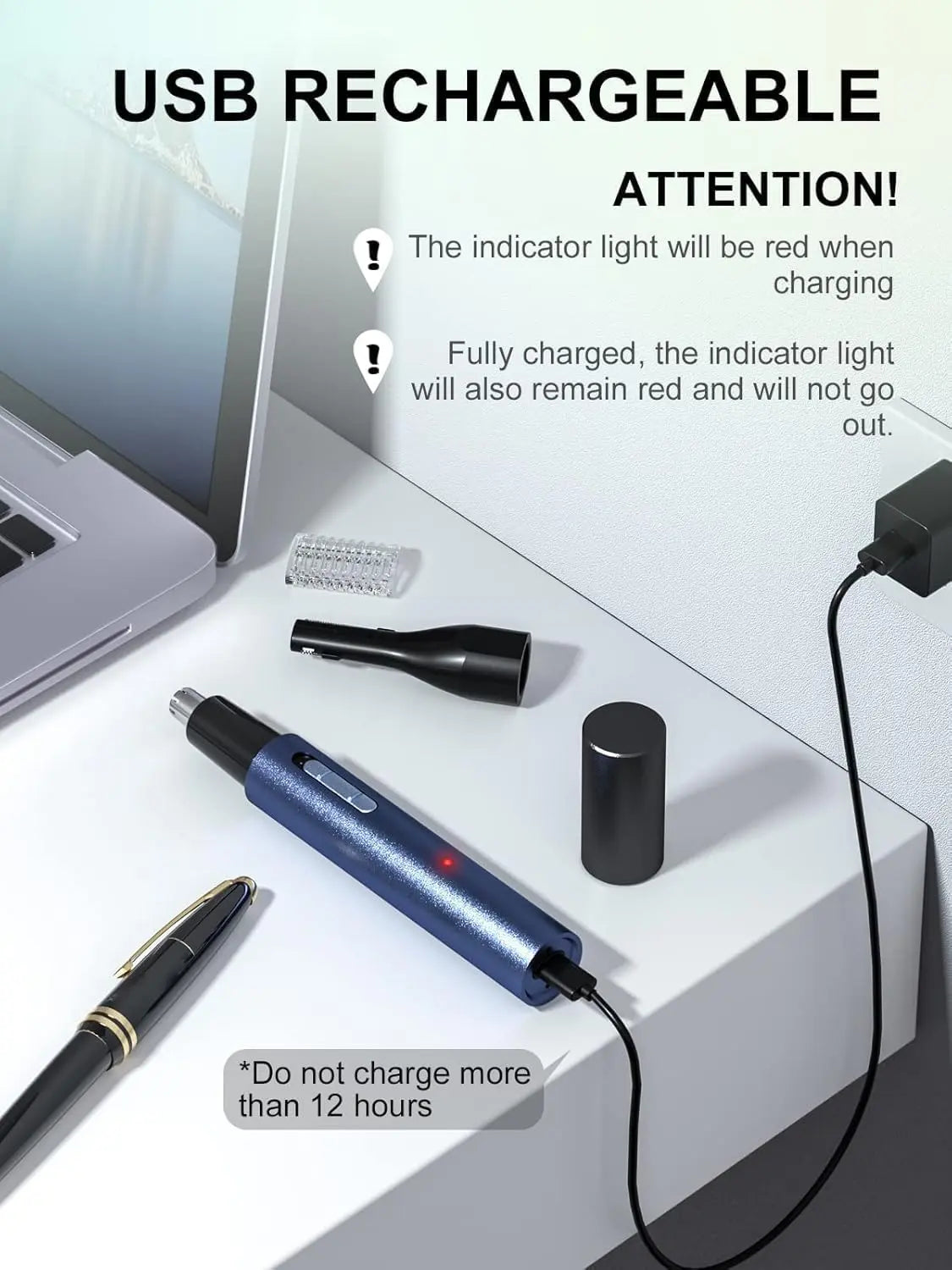 2025 Rechargeable Nose & Ear Hair Trimmer, 5 in 1 Rechargeable USB Trimmer for Men & Women, Facial & Eyebrow Hair Removal Tool, Powerful Motor, Painless, Easy to Clean, IPX7 Waterproof