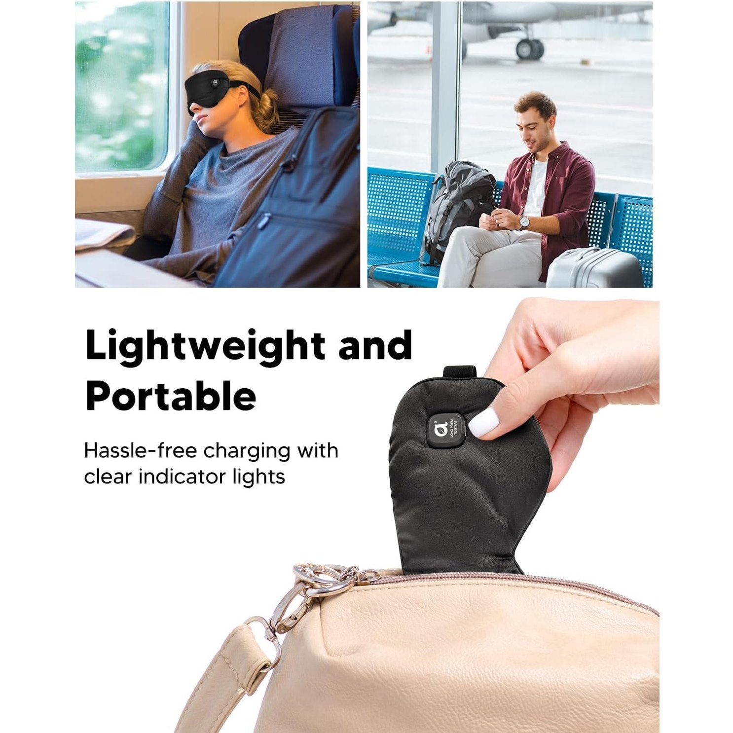 arboleaf Heated Eye Mask for Dry Eyes, Cordless Rechargeable Warm Eye Compress, Temperature Control, Light Blocking, Washable Cover & Travel, 1000mAh Rechargeable Battery