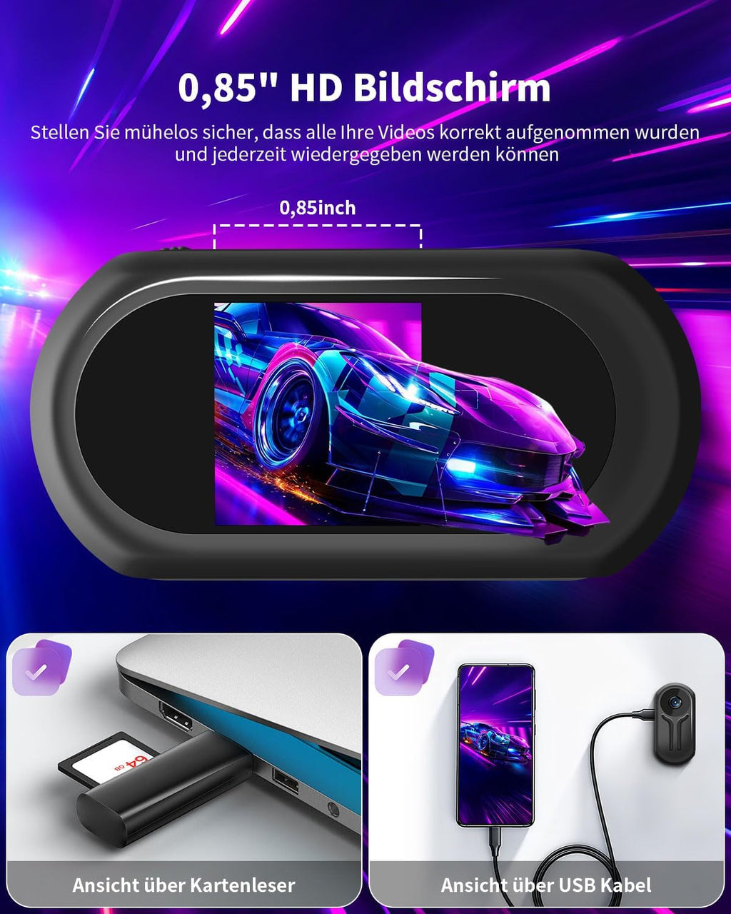 Nisanuki Mini Action Cam, 120° Action Camera Sports Camera with Screen, 1080P HD Body Cam Magnetic Camera with Night Vision Camcorder for Motorcycle Helmet Bike Inch Vlog