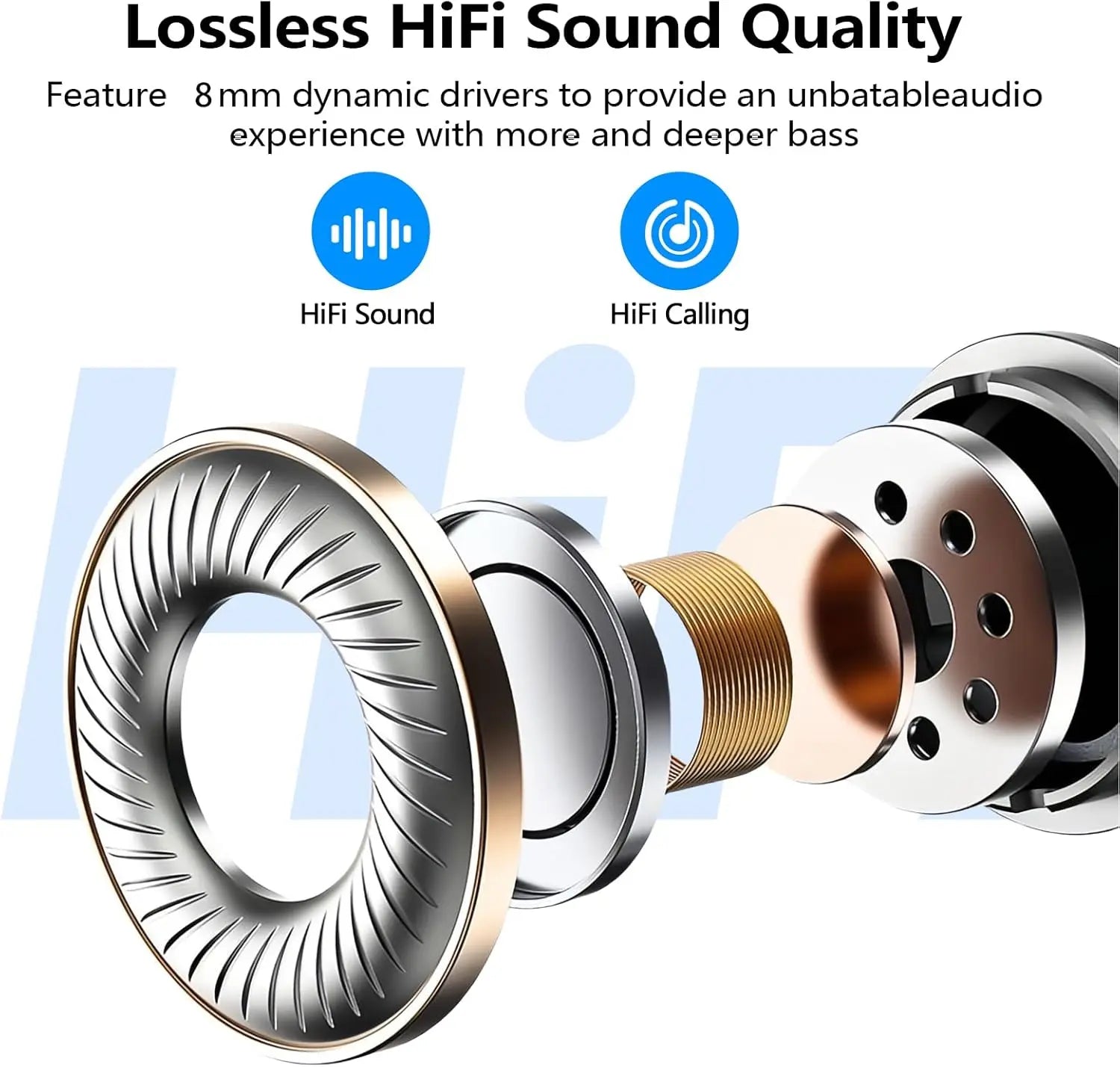 kurdene Bluetooth Wireless Earbuds, S8 pro Deep Bass Sound 38H Playtime IPX8 Waterproof Earphones Call Clear with Microphone in-Ear Bluetooth Headphones