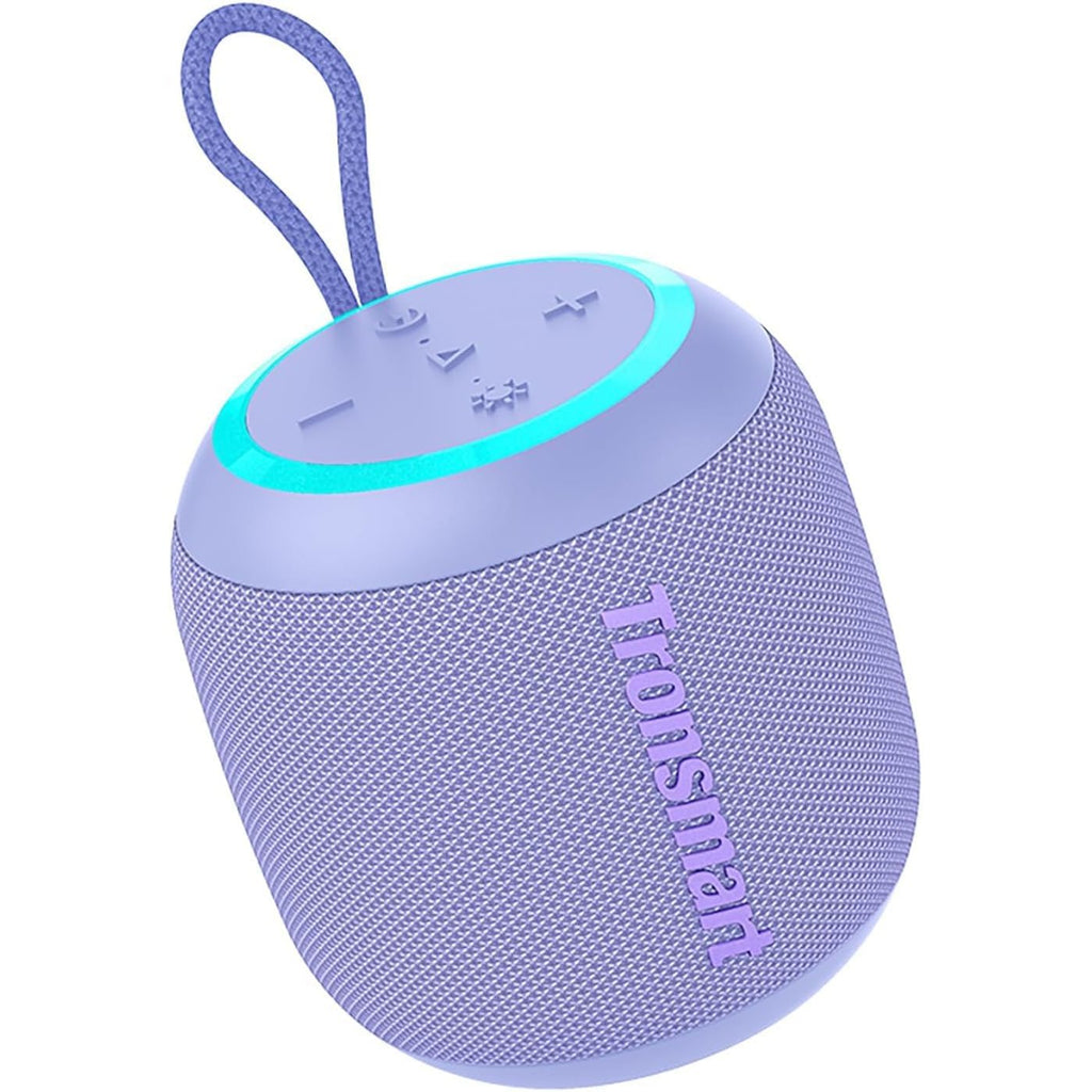 Tronsmart T7 Mini Portable Compact Bluetooth Speaker with Lights, Bluetooth 5.3, 15W, 18 Hours Playtime, 360° Stereo Sound, IPX7 Waterproof, for Home, Outdoor, Travel, Purple