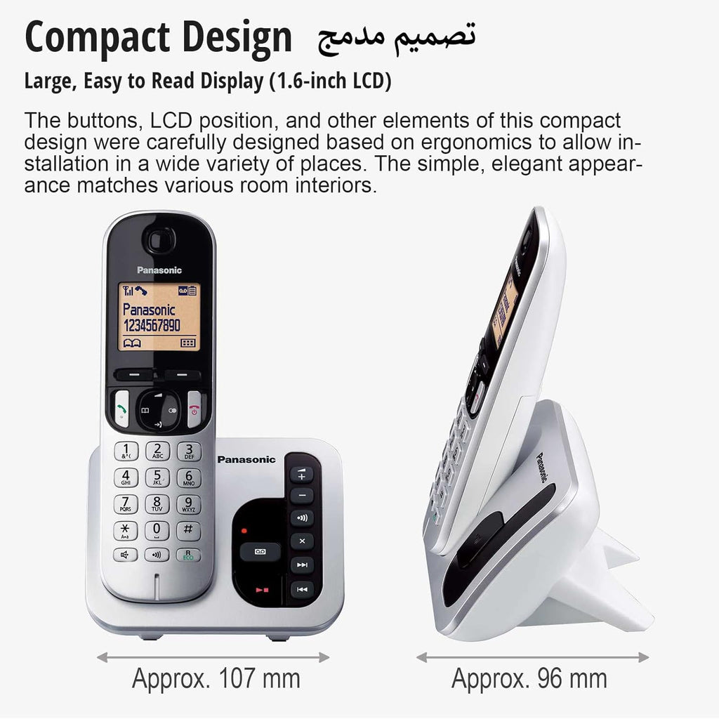 Panasonic DECT Cordless Phone with Digital Answering System, Nuisance Call Block, 1 Handset - KX-TGC220UE1 (Silver)