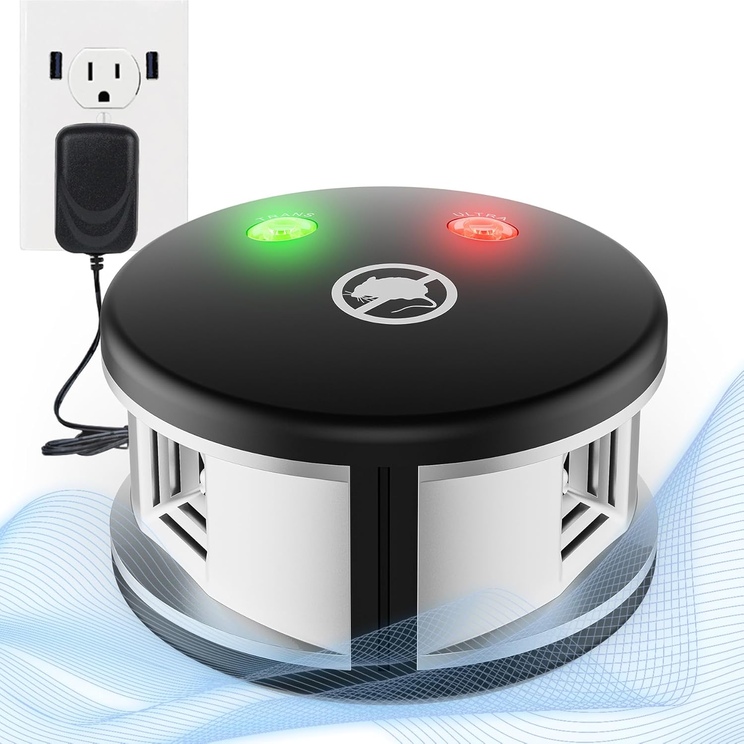 Plug in Squirrels Repeller Device, 360° Ultrasonic Mouse Repeller with High-Impact Ultrasonic and Pressure Waves Electric Mice Deterrent for Indoor Use Effective Drive Away Mouse Rodent Silver
